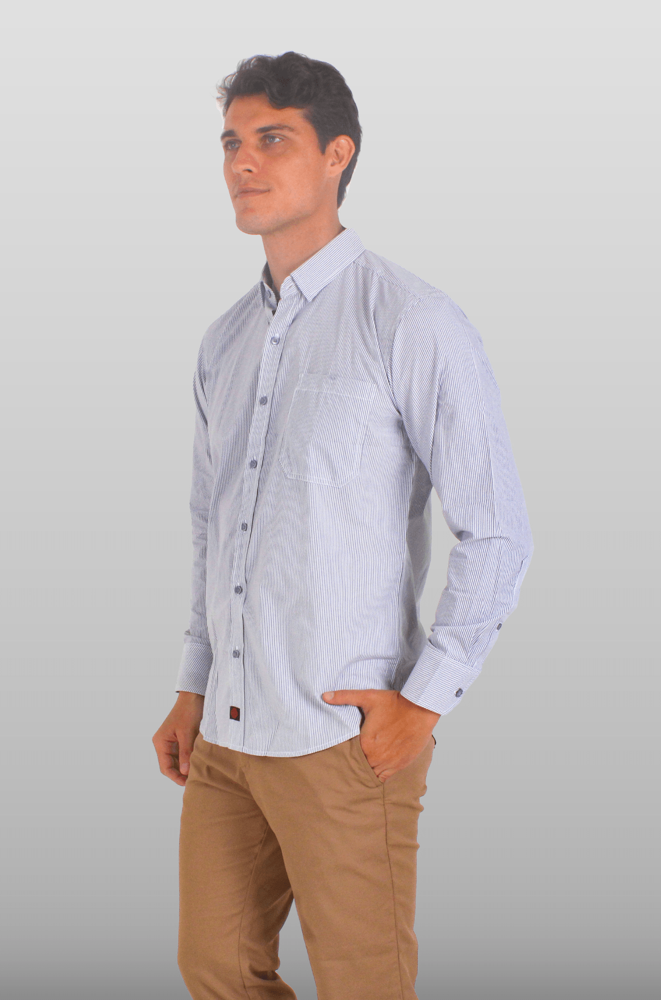 CAMISA EJECUTIVA CORTE REGULAR MÚNICH HOMBRE #Color_Blanco - Gris