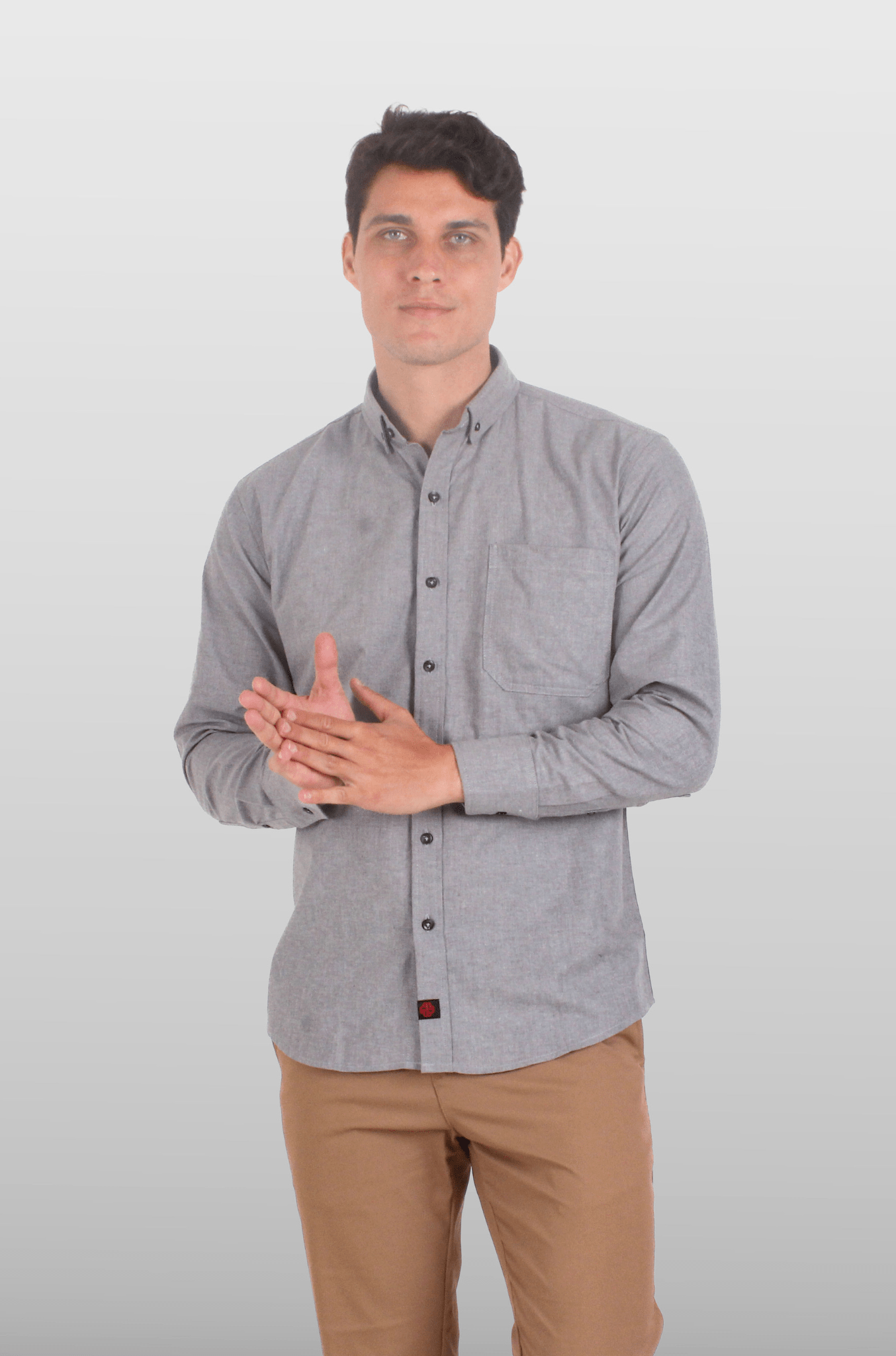 CAMISA FORMAL MANGA LARGA LEÓN HOMBRE #Color_Gris