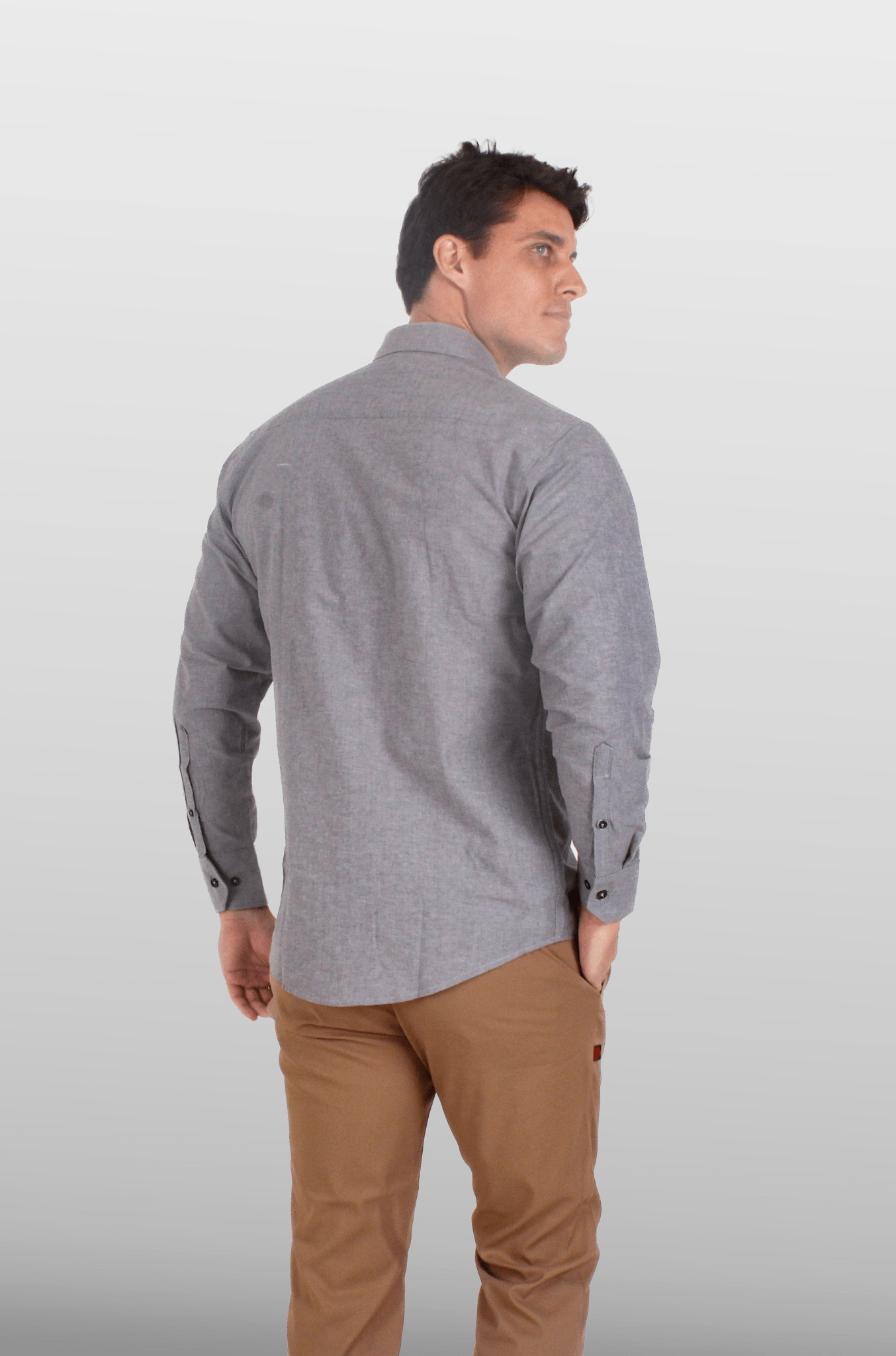 CAMISA FORMAL MANGA LARGA LEÓN HOMBRE #Color_Gris