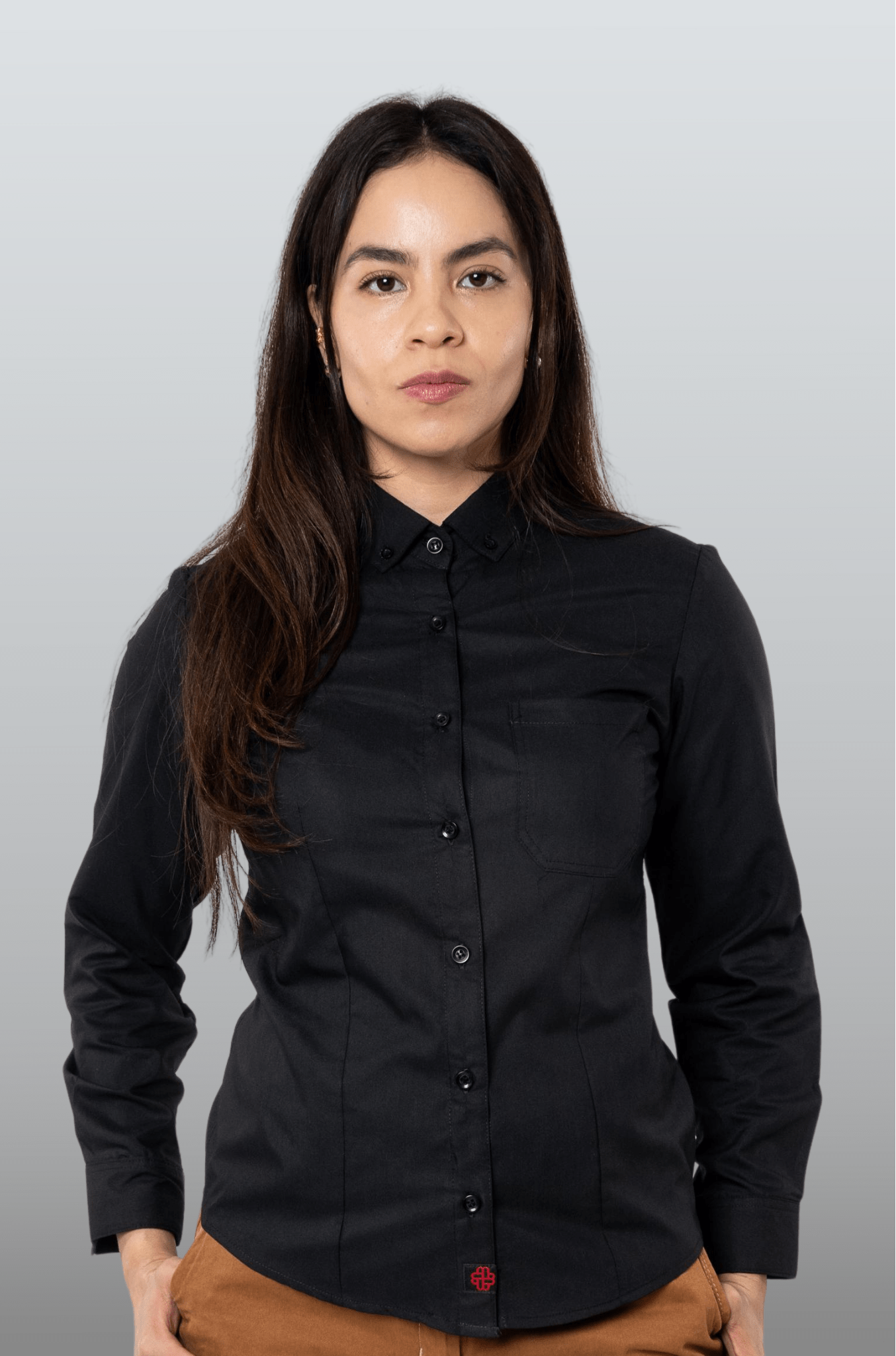 CAMISA BÁSICA MANGA LARGA MONCLOVA MUJER #Color_Negro