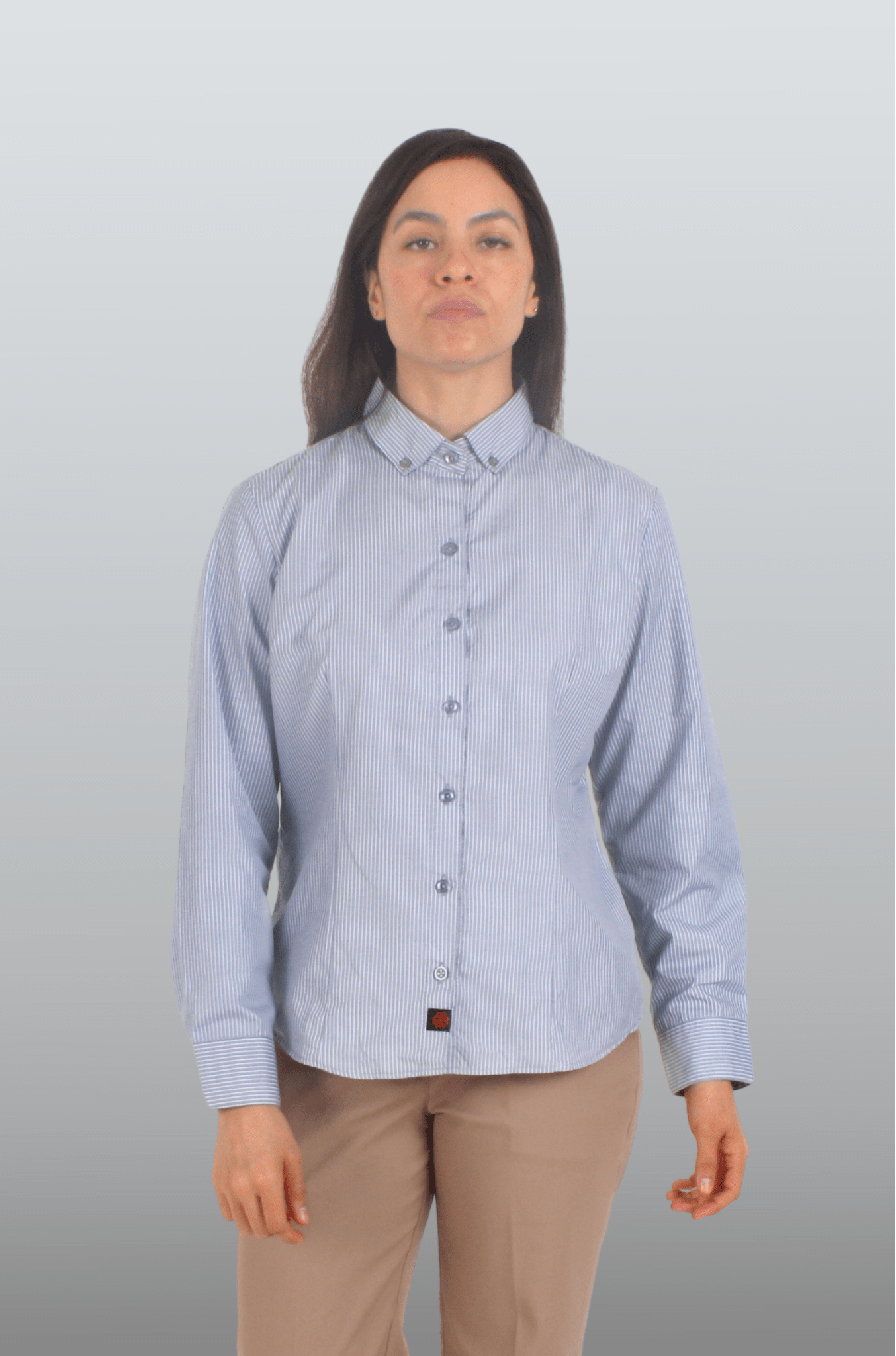 CAMISA FORMAL MANGA LARGA PORTO MUJER #Color_Blanco - Gris