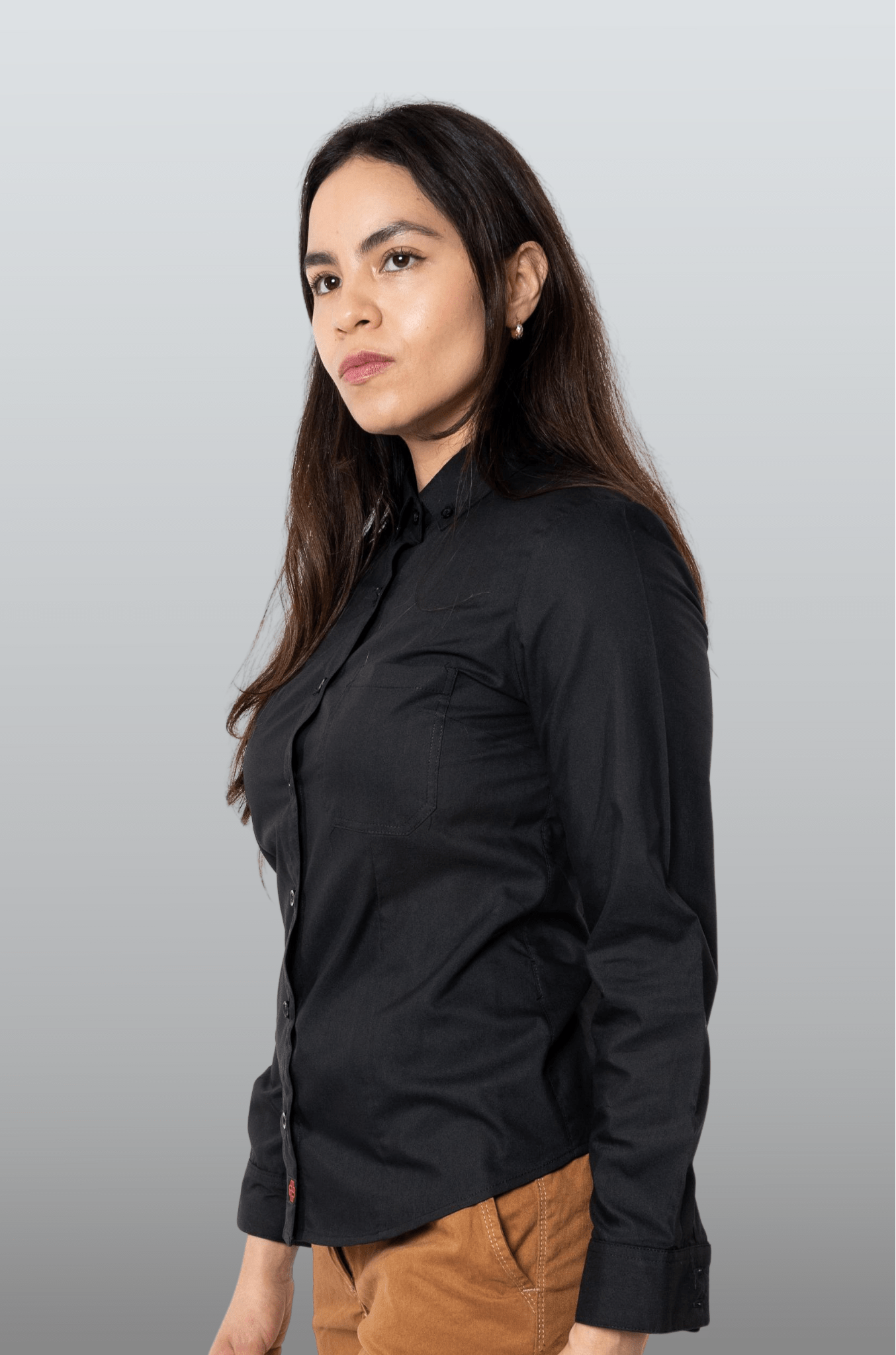 CAMISA BÁSICA MANGA LARGA MONCLOVA MUJER #Color_Negro