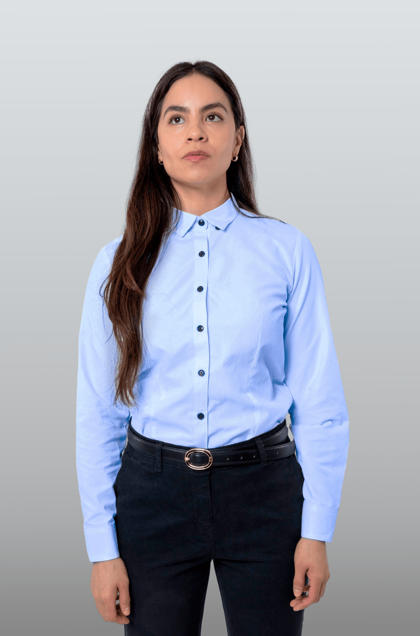 CAMISA FORMAL SLIM FIT MANGA LARGA BIRMINGHAM MUJER #Color_Azul