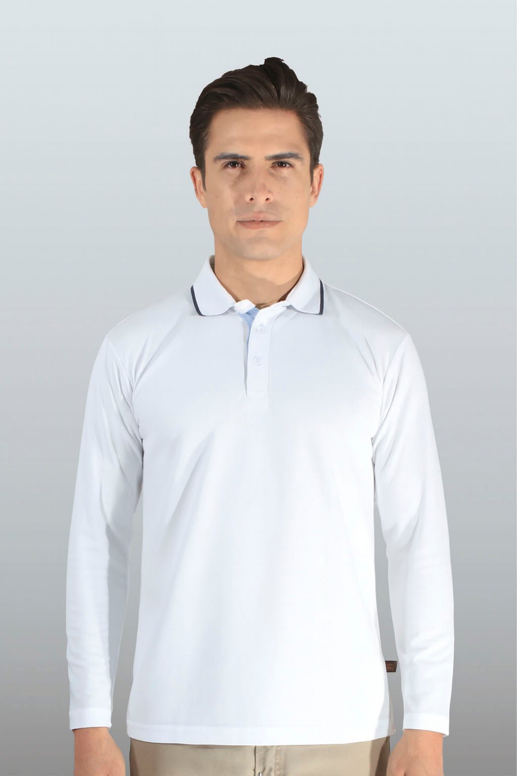 PLAYERA POLO DRY FIT ÁMSTERDAM MANGA LARGA HOMBRE #Color_Blanco