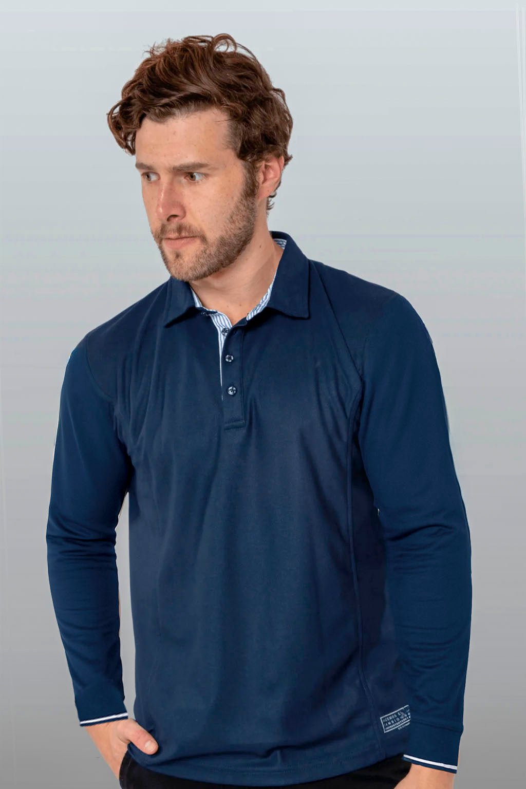PLAYERA POLO HILO DE PET MANGA LARGA BILBAO HOMBRE #Color_Azul Marino