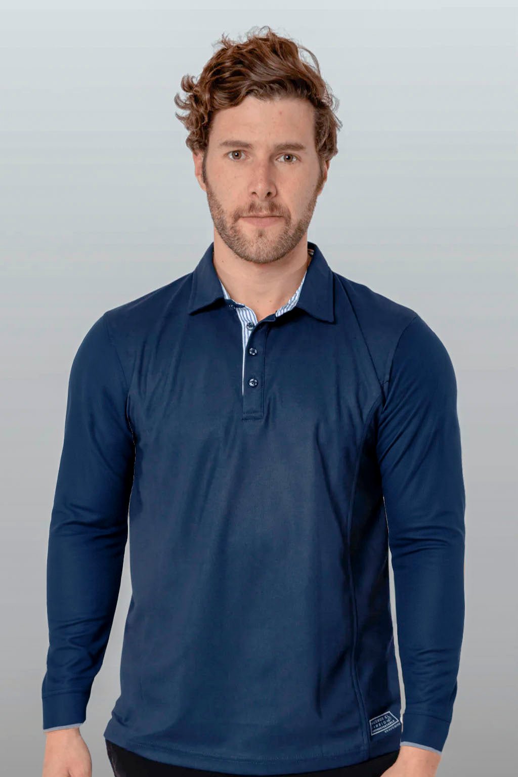 PLAYERA POLO HILO DE PET MANGA LARGA BILBAO HOMBRE #Color_Azul Marino