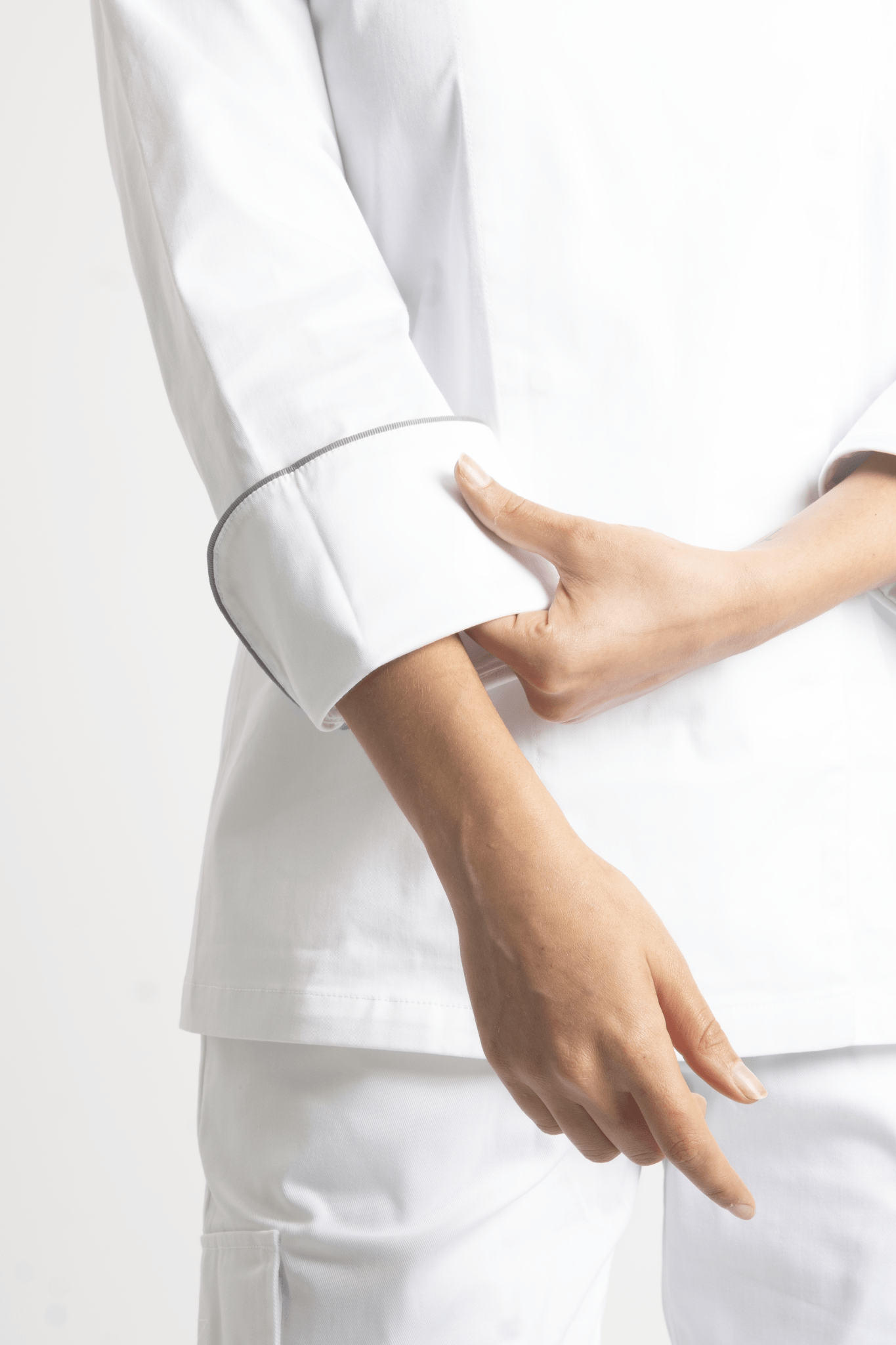 FILIPINA DE CHEF DAMA BEIRUT MANGA 3/4 #Color_Blanco - Gris