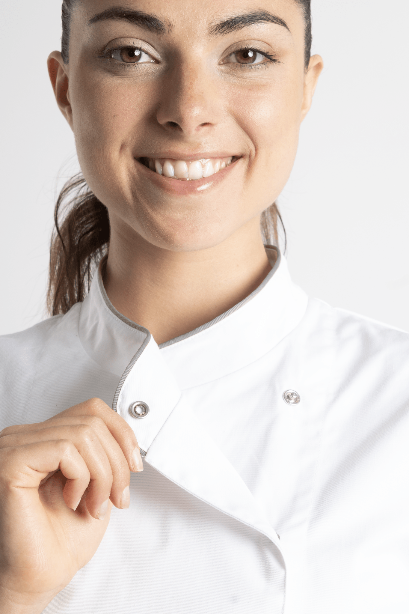 FILIPINA DE CHEF DAMA BEIRUT MANGA 3/4 #Color_Blanco - Gris