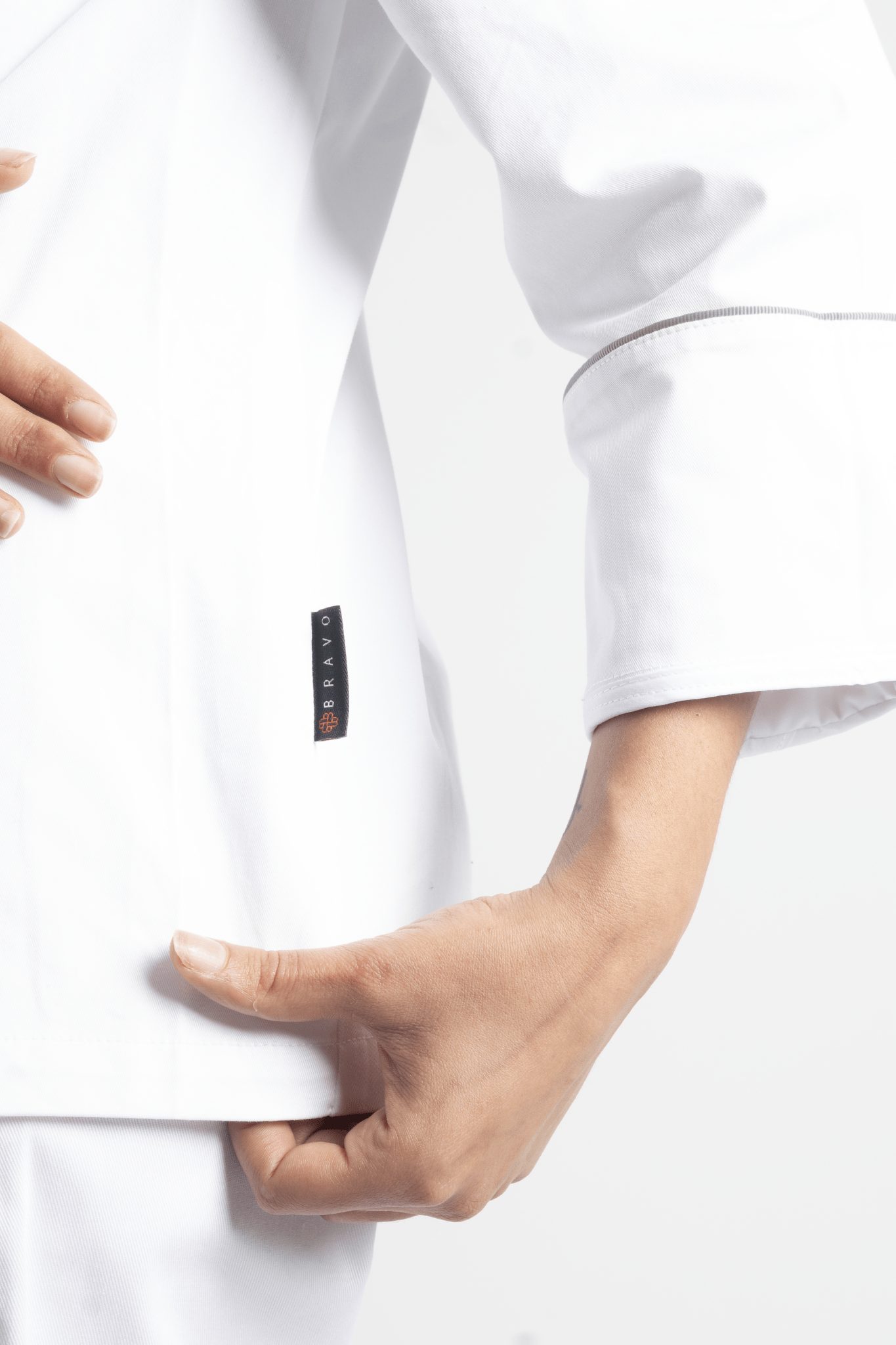 FILIPINA DE CHEF DAMA BEIRUT MANGA 3/4 #Color_Blanco - Gris