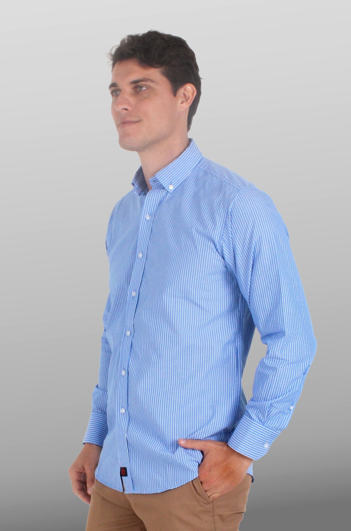 CAMISA EJECUTIVA PORTO HOMBRE #Color_Blanco / Azul