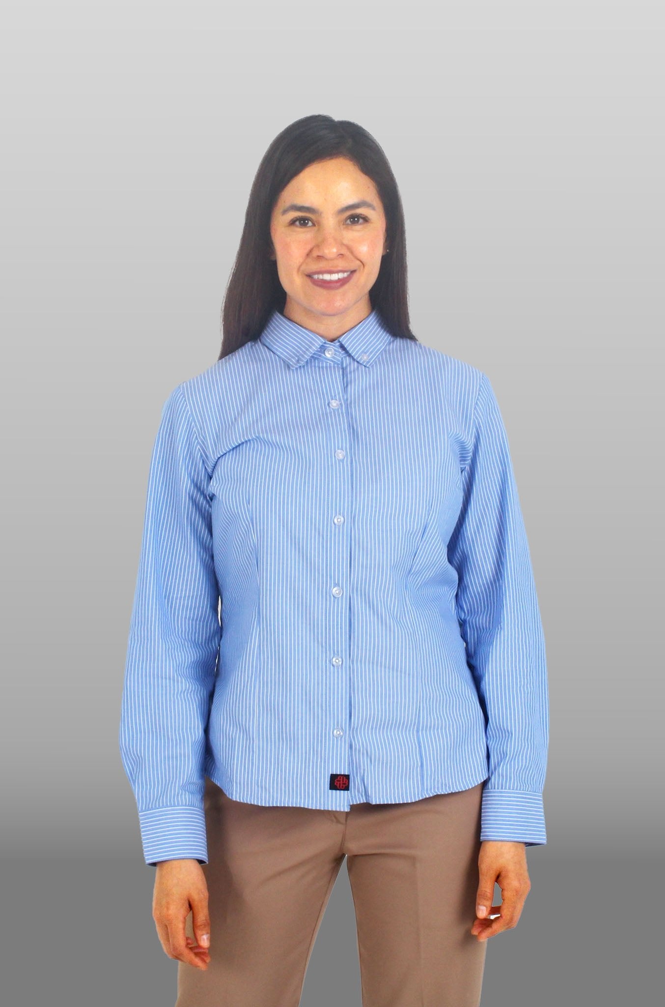 CAMISA FORMAL MANGA LARGA PORTO MUJER #Color_Blanco / Azul