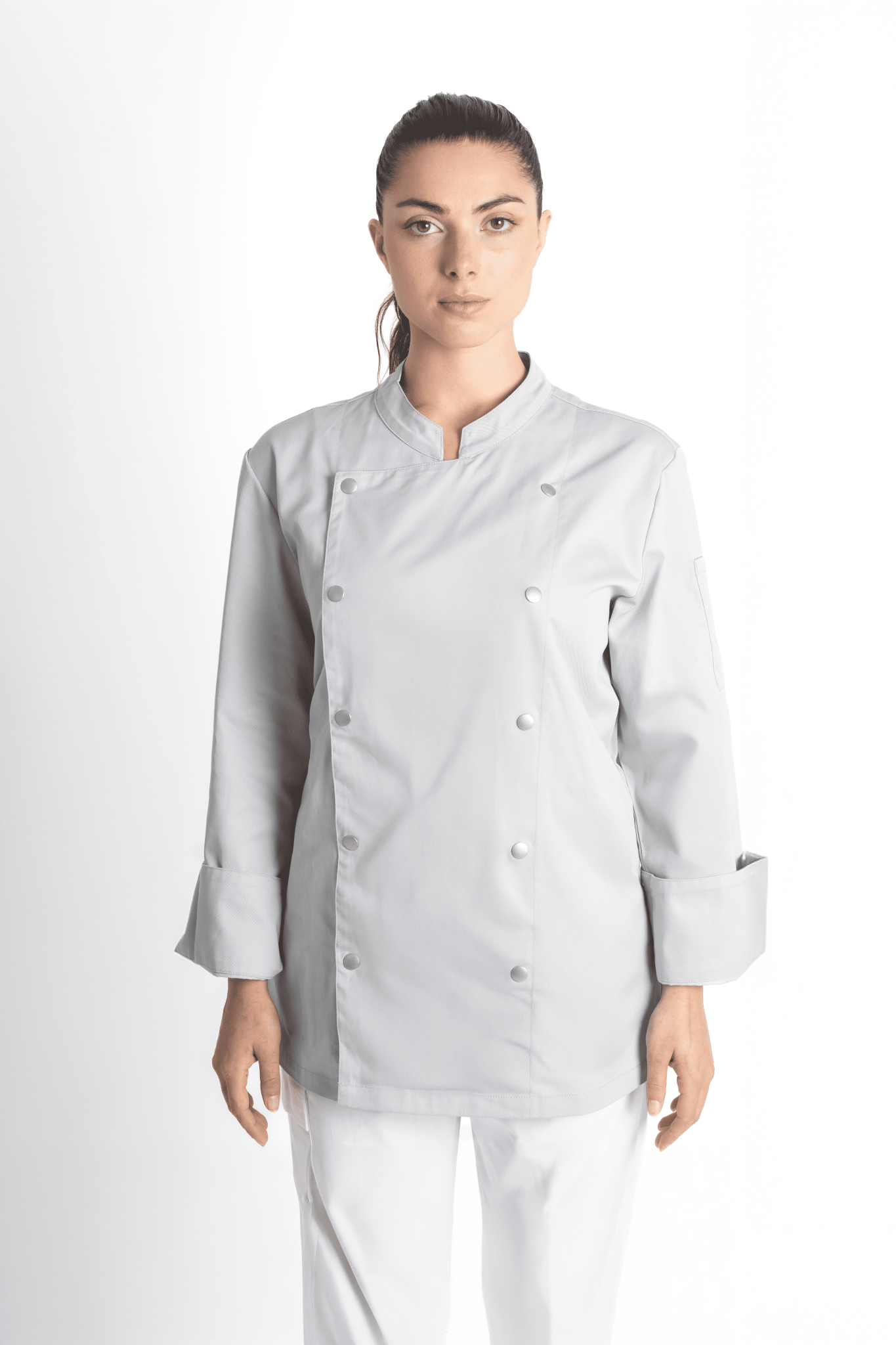 FILIPINA DE CHEF DAMA MANILA MANGA 3/4 #Color_Gris