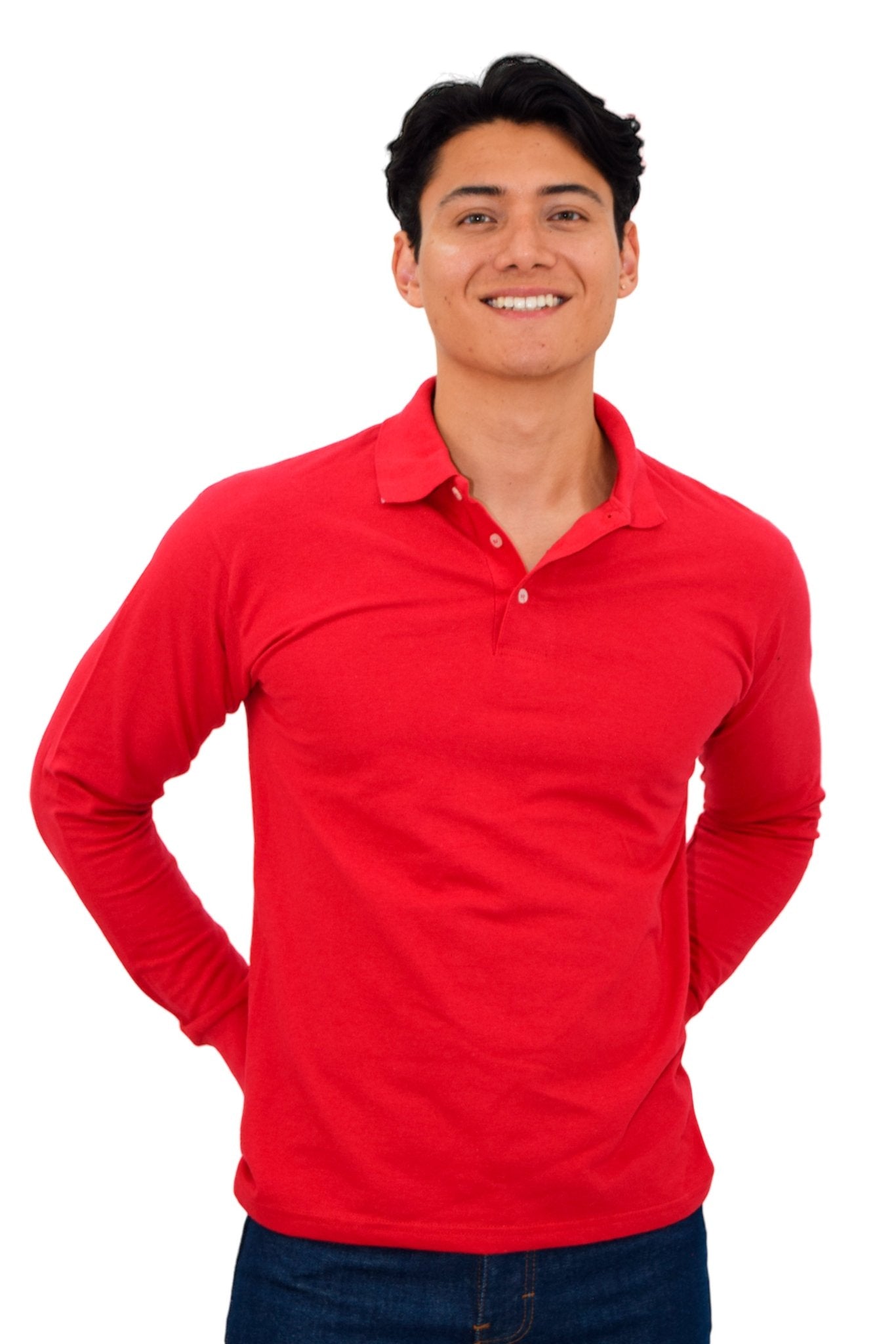 PLAYERA TIPO POLO MANGA LARGA ROMA UNISEX #Color_Rojo