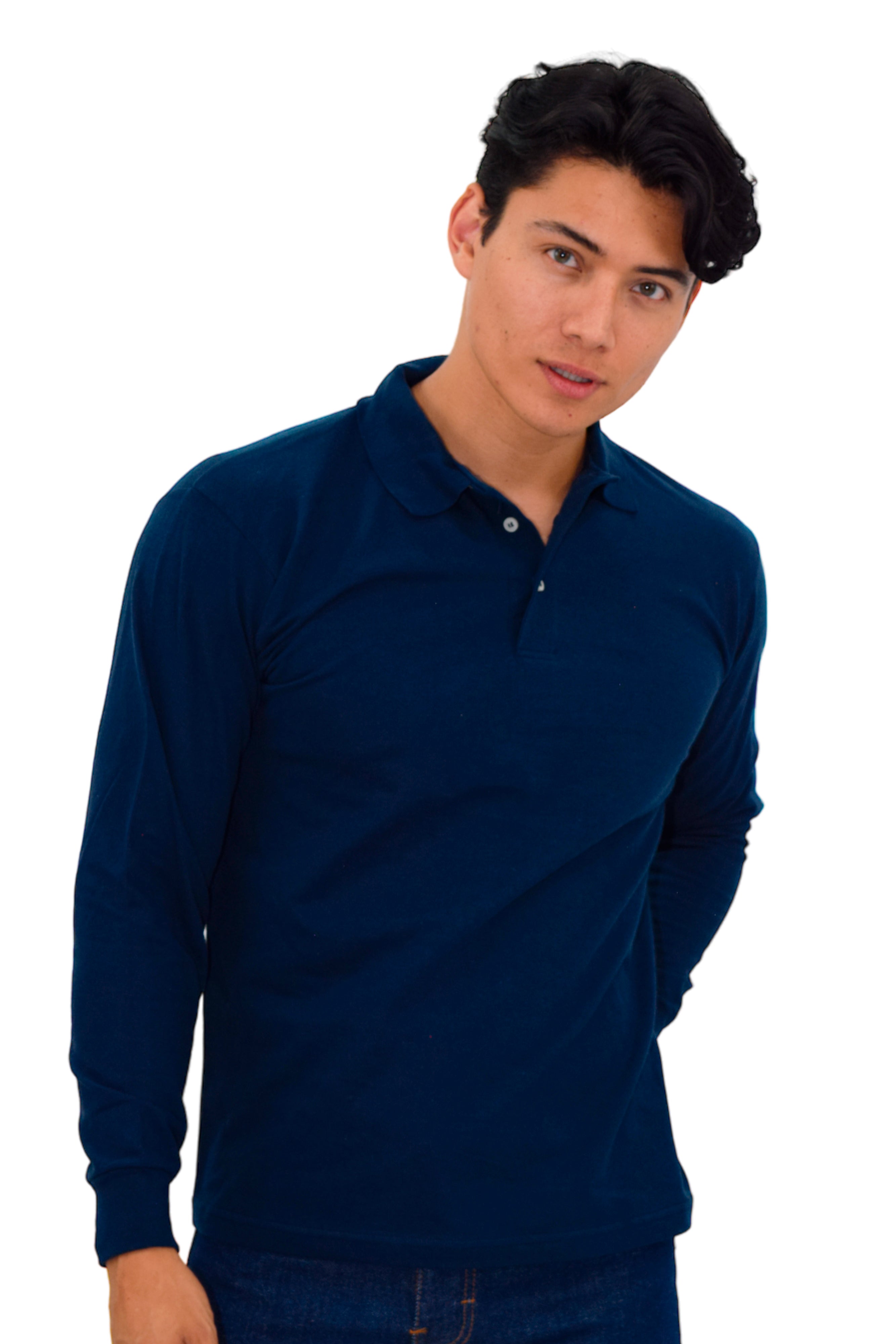 PLAYERA TIPO POLO MANGA LARGA ROMA UNISEX #Color_Azul