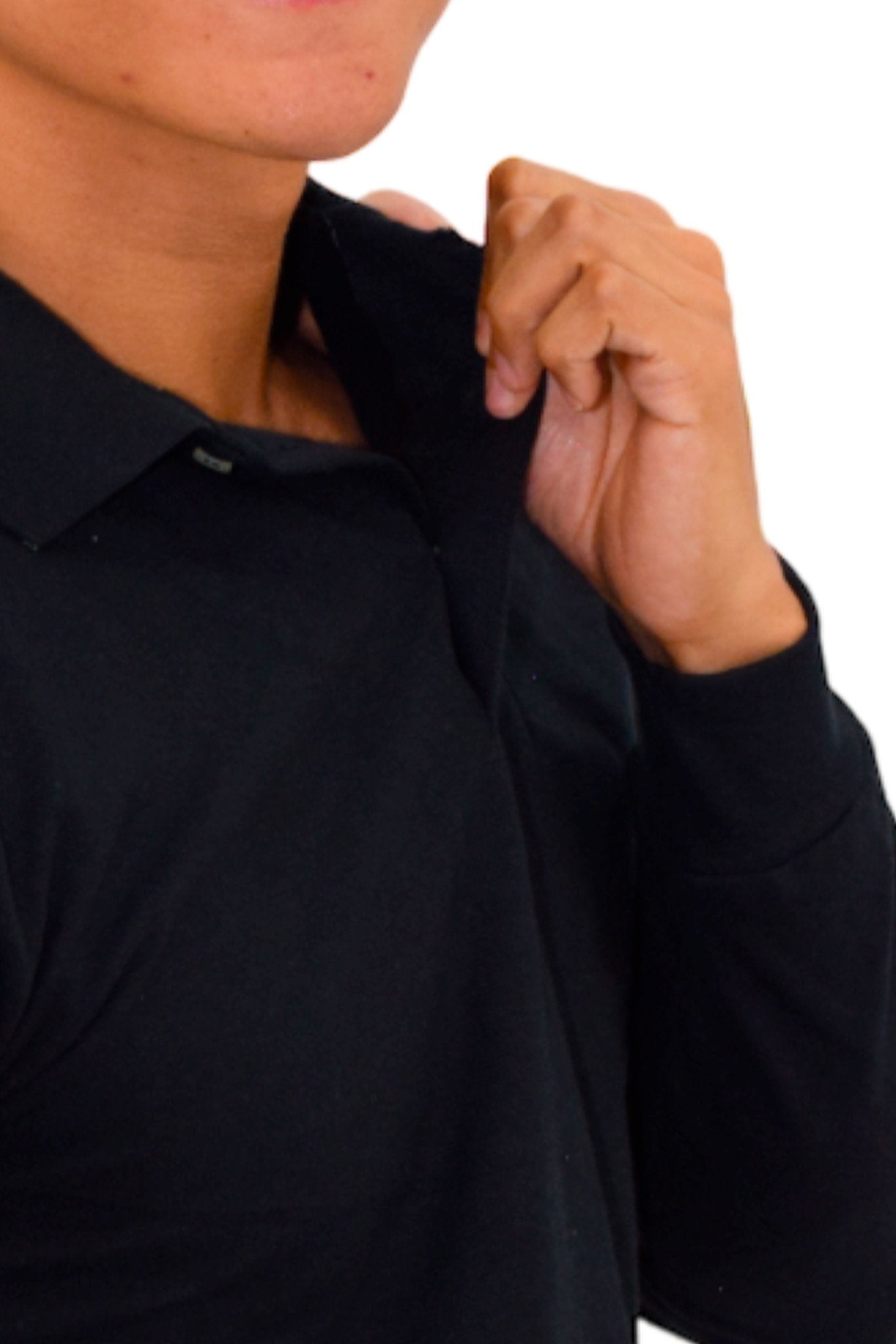 PLAYERA TIPO POLO MANGA LARGA ROMA UNISEX #Color_Negro