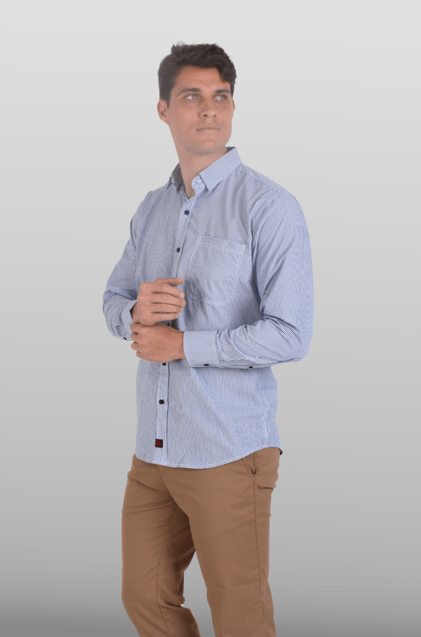 CAMISA EJECUTIVA CORTE REGULAR MÚNICH HOMBRE #Color_Blanco / Azul