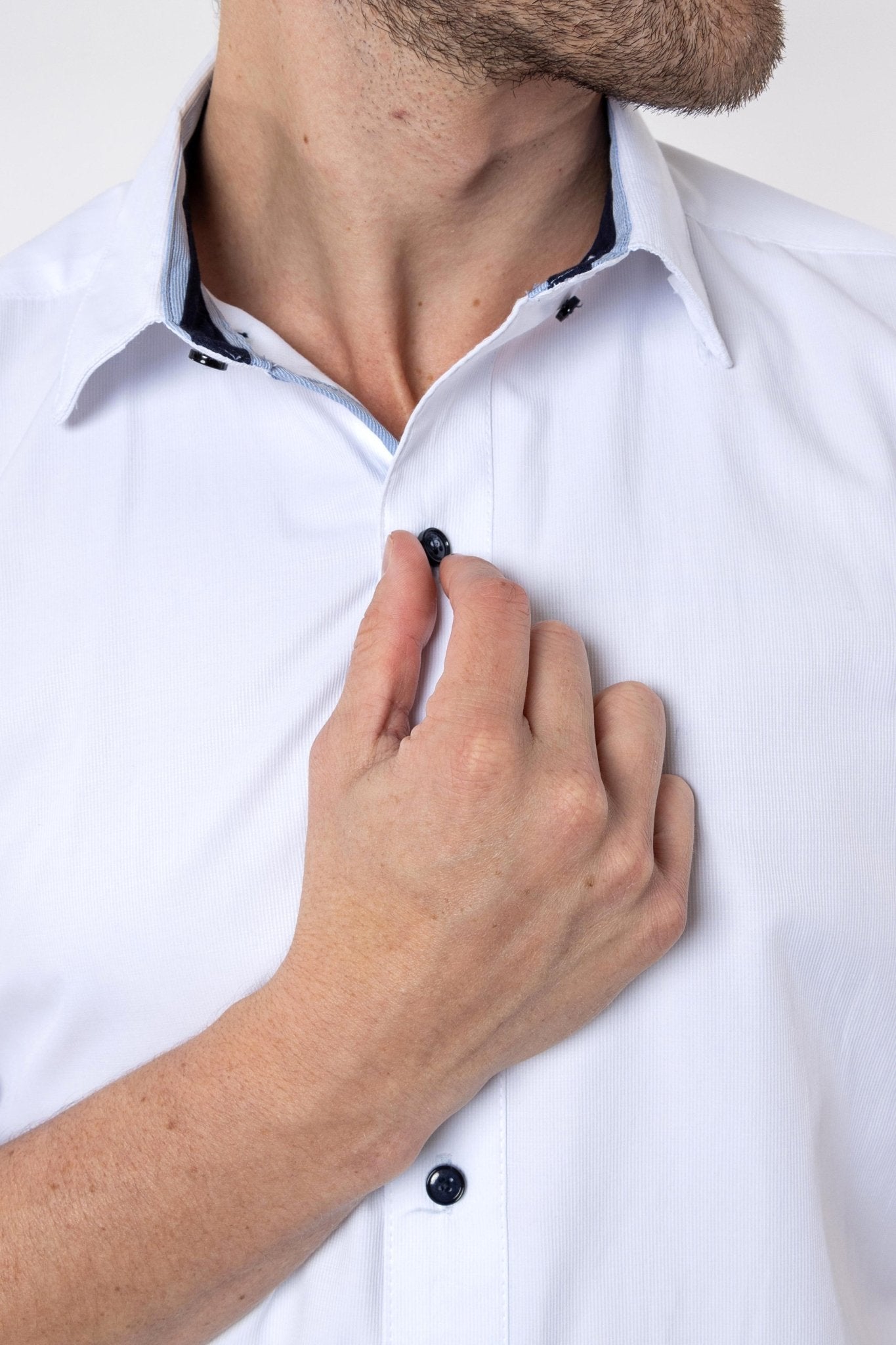 CAMISA FORMAL SLIM FIT MANGA CORTA BIRMINGHAM HOMBRE #Color_Blanco