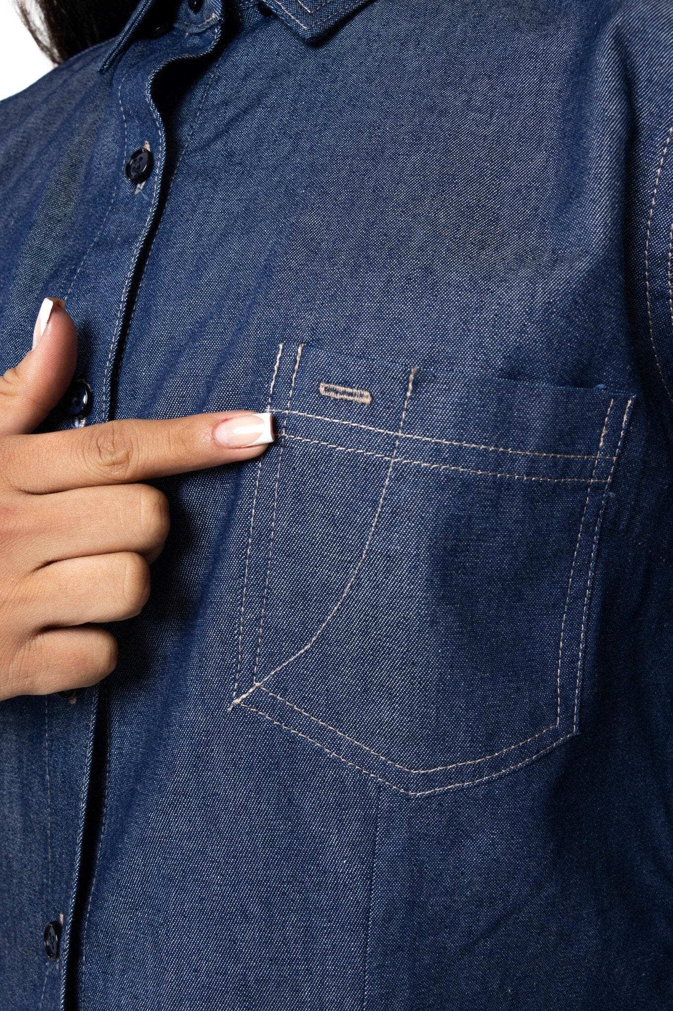 CAMISA FORMAL SLIM FIT MANGA CORTA MONTANA MUJER #Color_Azul Marino