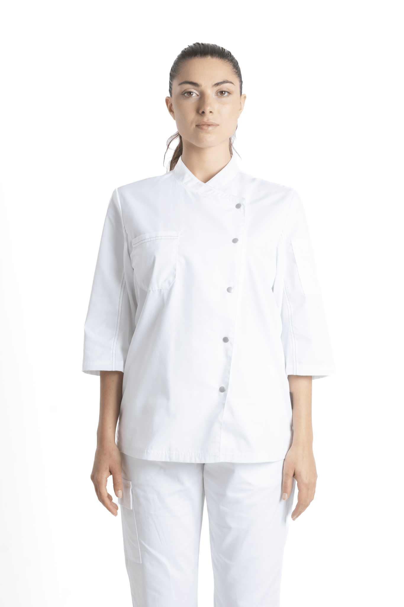 FILIPINA DE CHEF DAMA ZÚRICH MANGA 3/4 #Color_Blanco