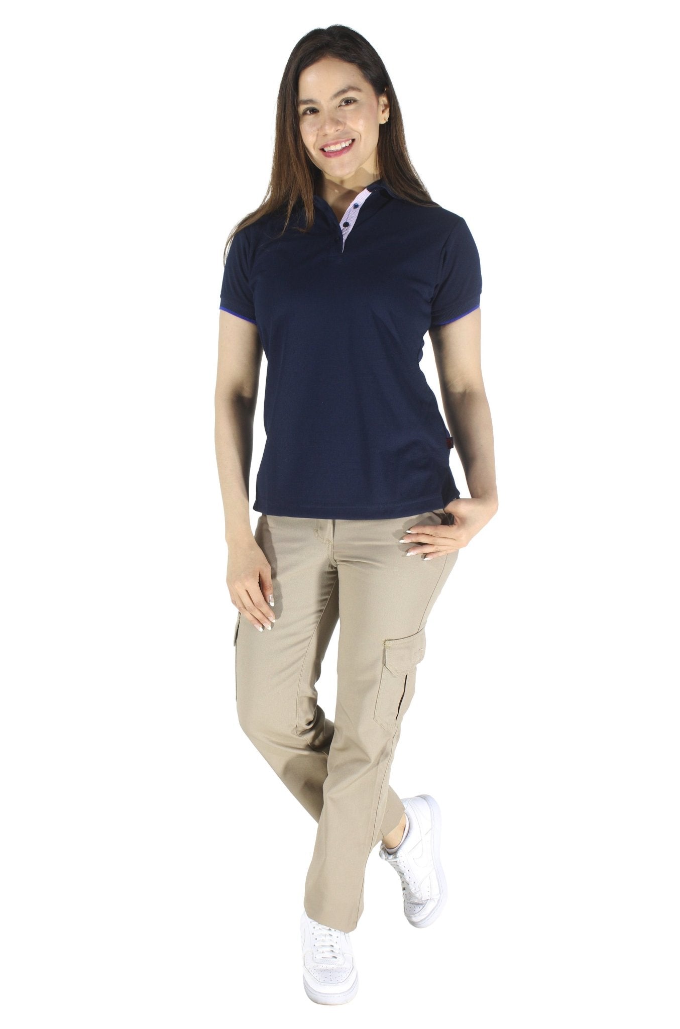 PLAYERA TIPO POLO DRY FIT ÁMSTERDAM MUJER #Color_Azul Marino