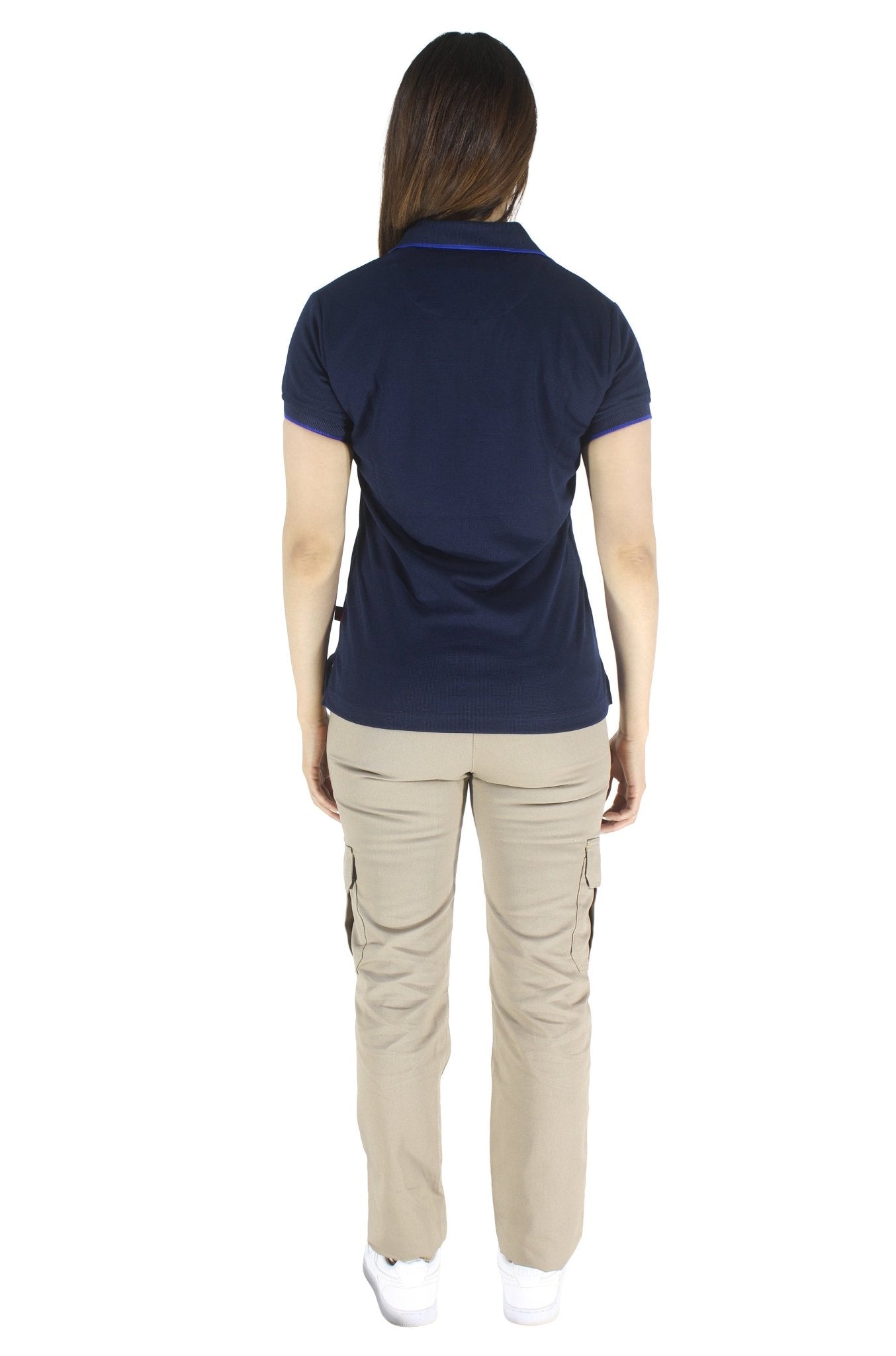 PLAYERA TIPO POLO DRY FIT ÁMSTERDAM MUJER #Color_Azul Marino