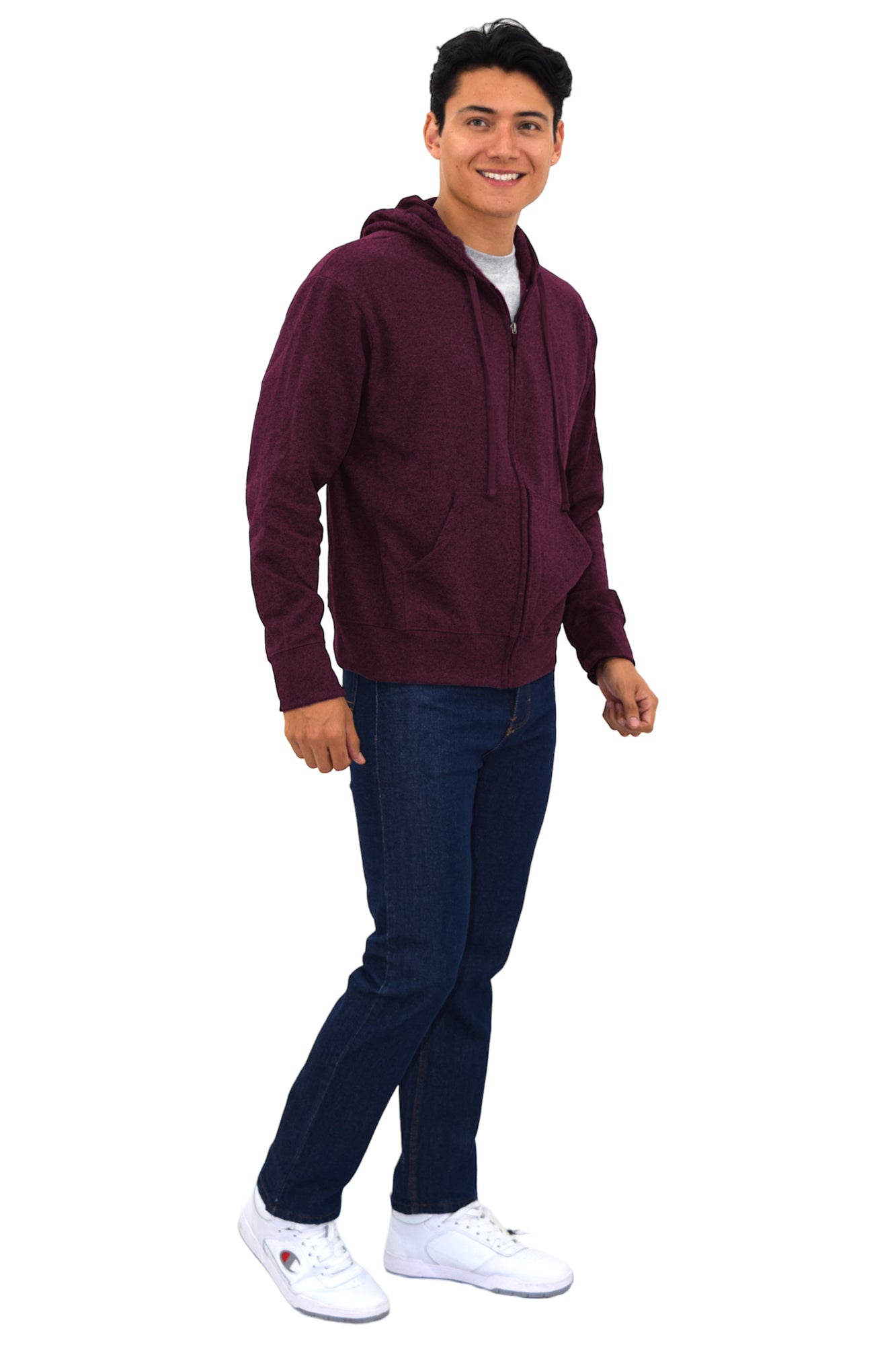 SUDADERA CAPUCHA Y CIERRE LIVERPOOL UNISEX #Color_Vino