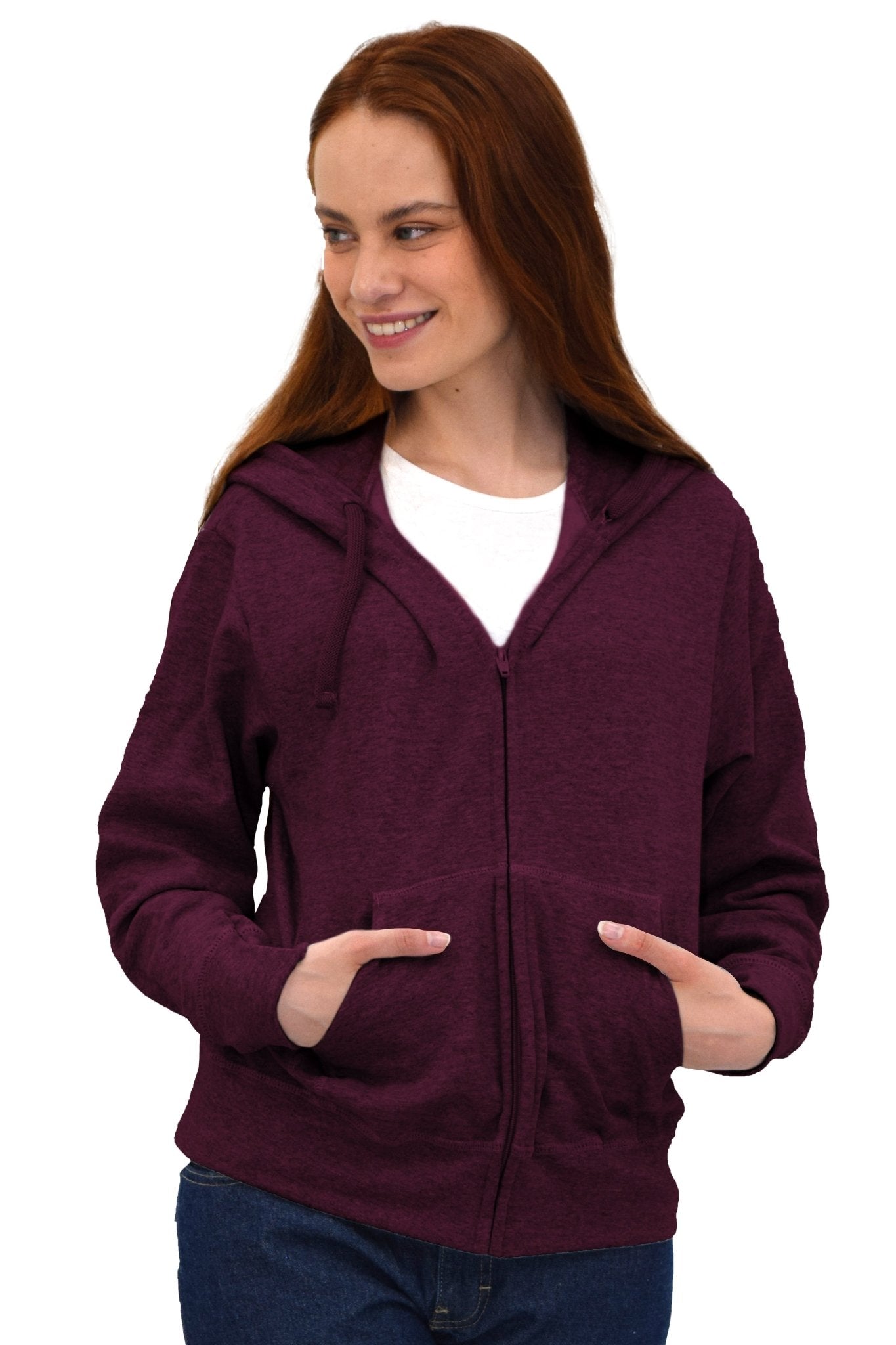 SUDADERA CAPUCHA Y CIERRE LIVERPOOL UNISEX #Color_Vino