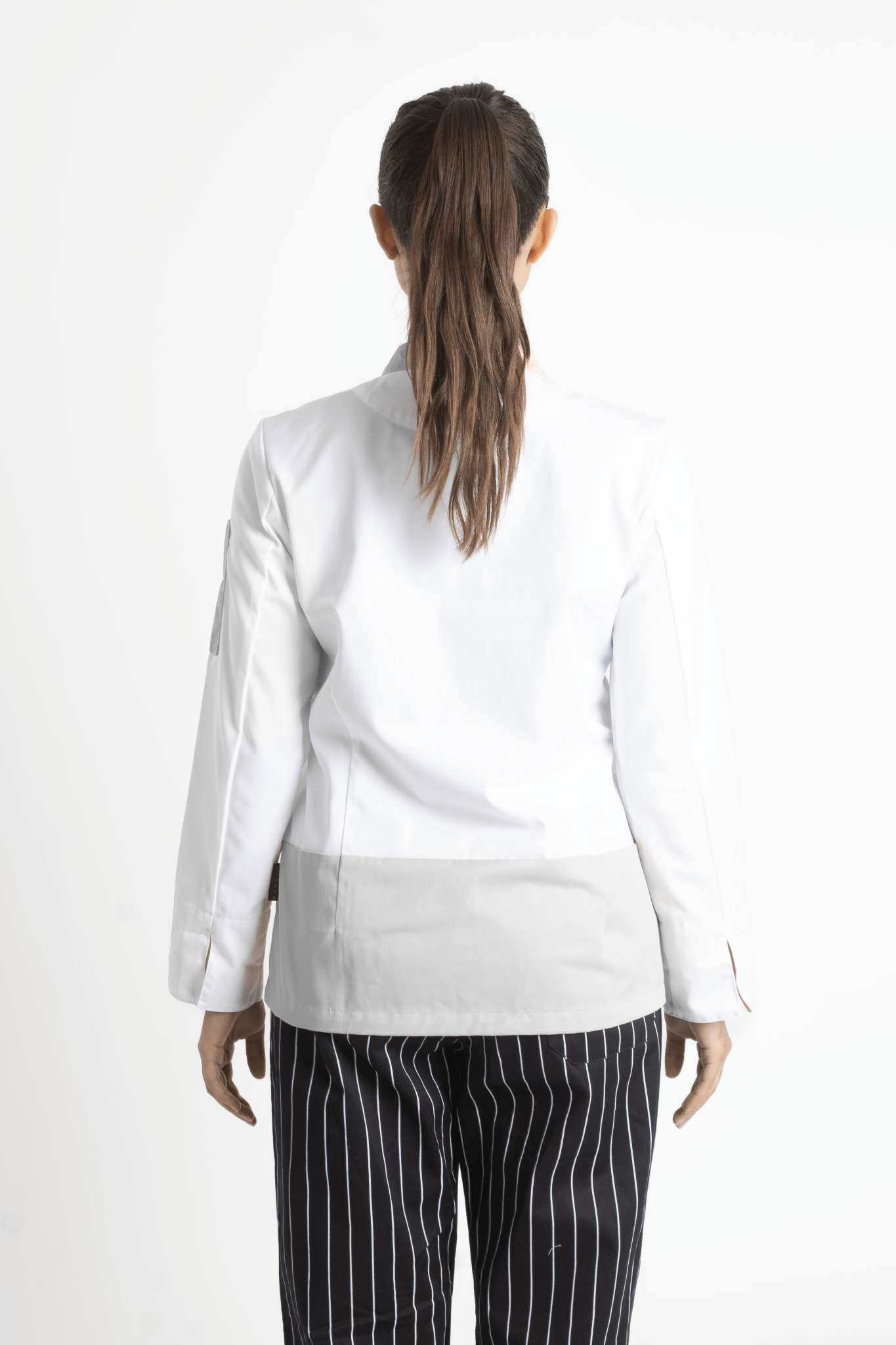 FILIPINA DE CHEF DAMA LONDRES MANGA 3/4 #Color_Blanco - Gris