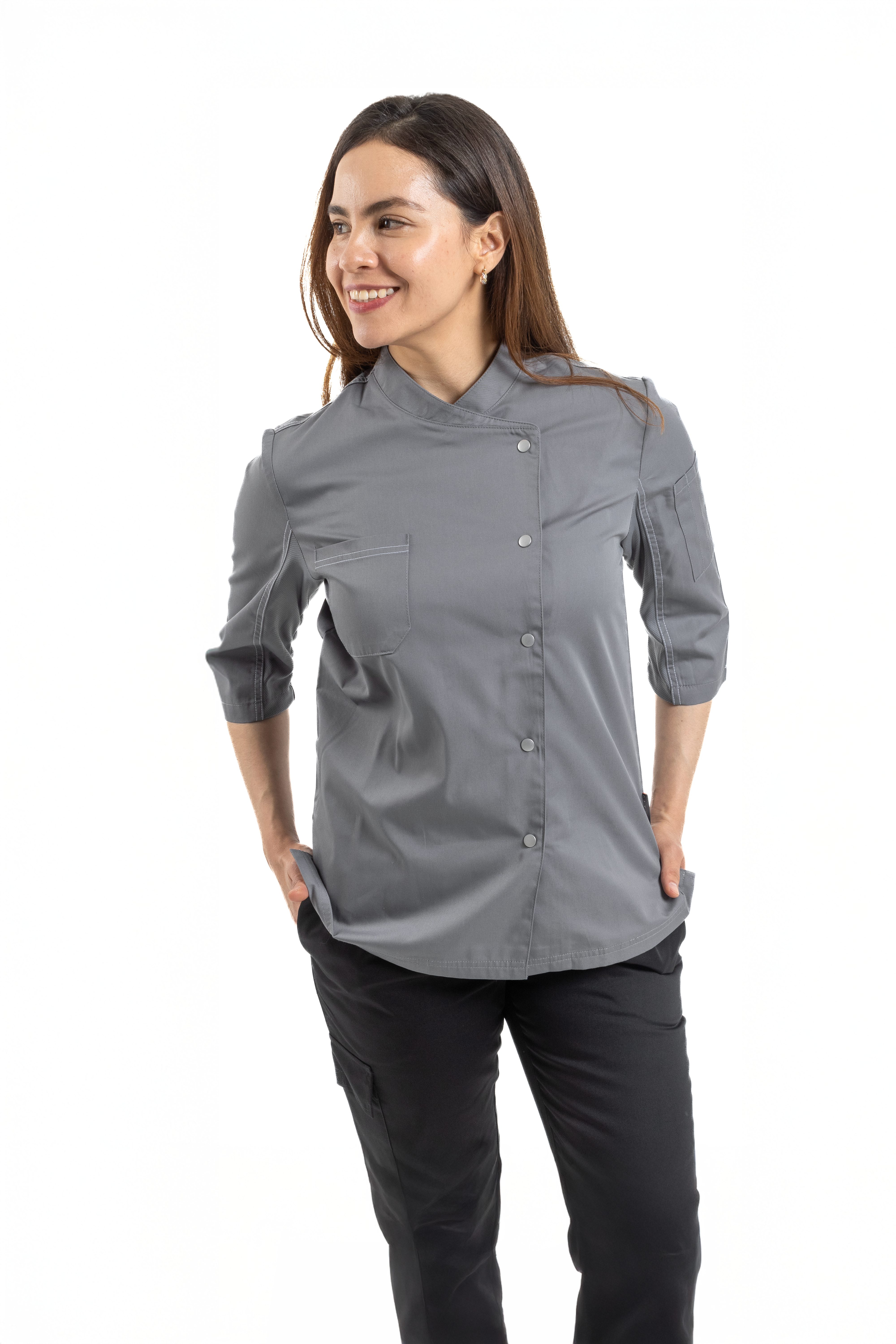 FILIPINA DE CHEF DAMA ZÚRICH MANGA 3/4 #Color_Gris