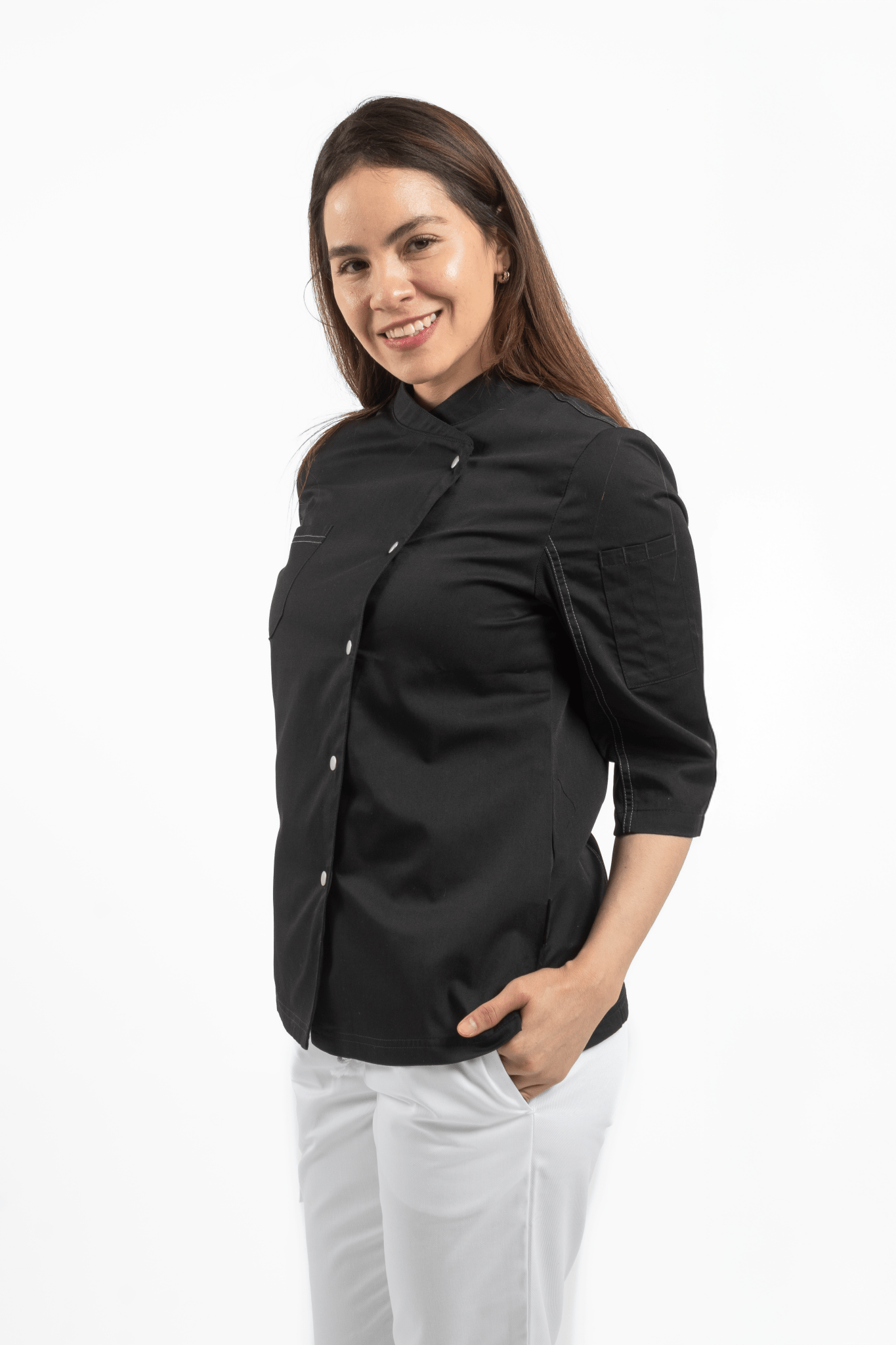 FILIPINA DE CHEF DAMA ZÚRICH MANGA 3/4 #Color_Negro