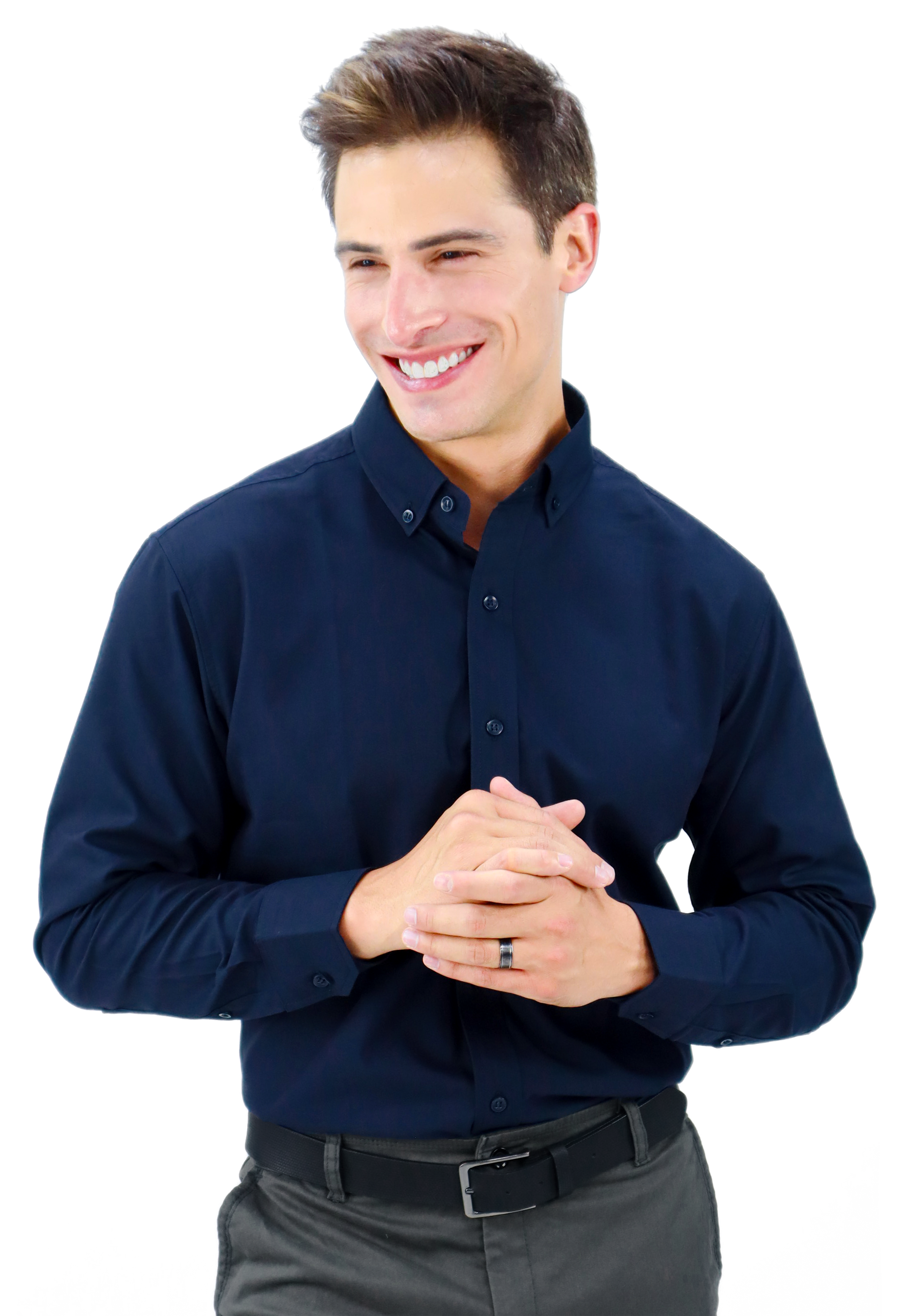CAMISA BÁSICA MANGA LARGA MONCLOVA HOMBRE #Color_Azul