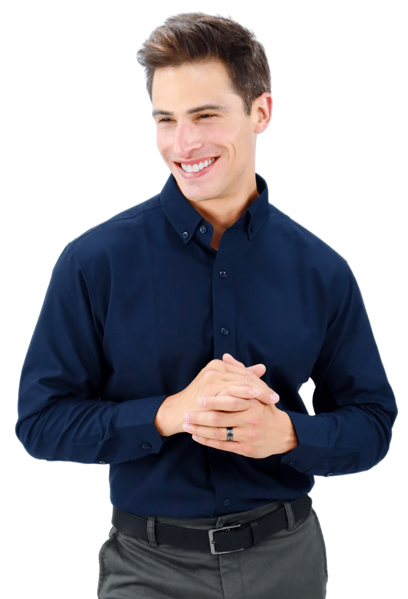 CAMISA BÁSICA MANGA LARGA MONCLOVA HOMBRE #Color_Azul Marino