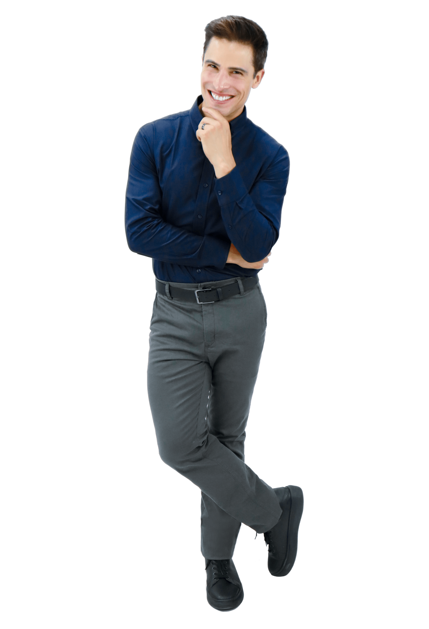 CAMISA BÁSICA MANGA LARGA MONCLOVA HOMBRE #Color_Azul Marino