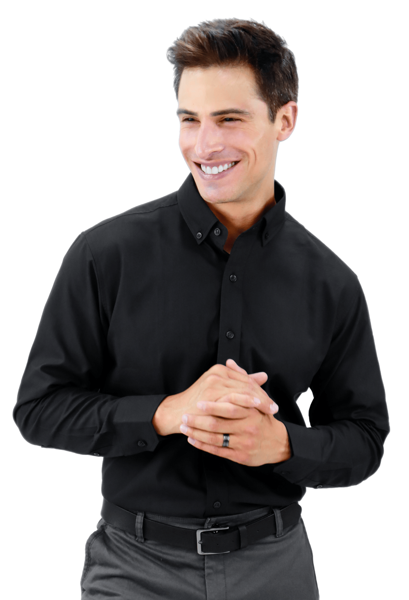 CAMISA BÁSICA MANGA LARGA MONCLOVA HOMBRE #Color_Negro