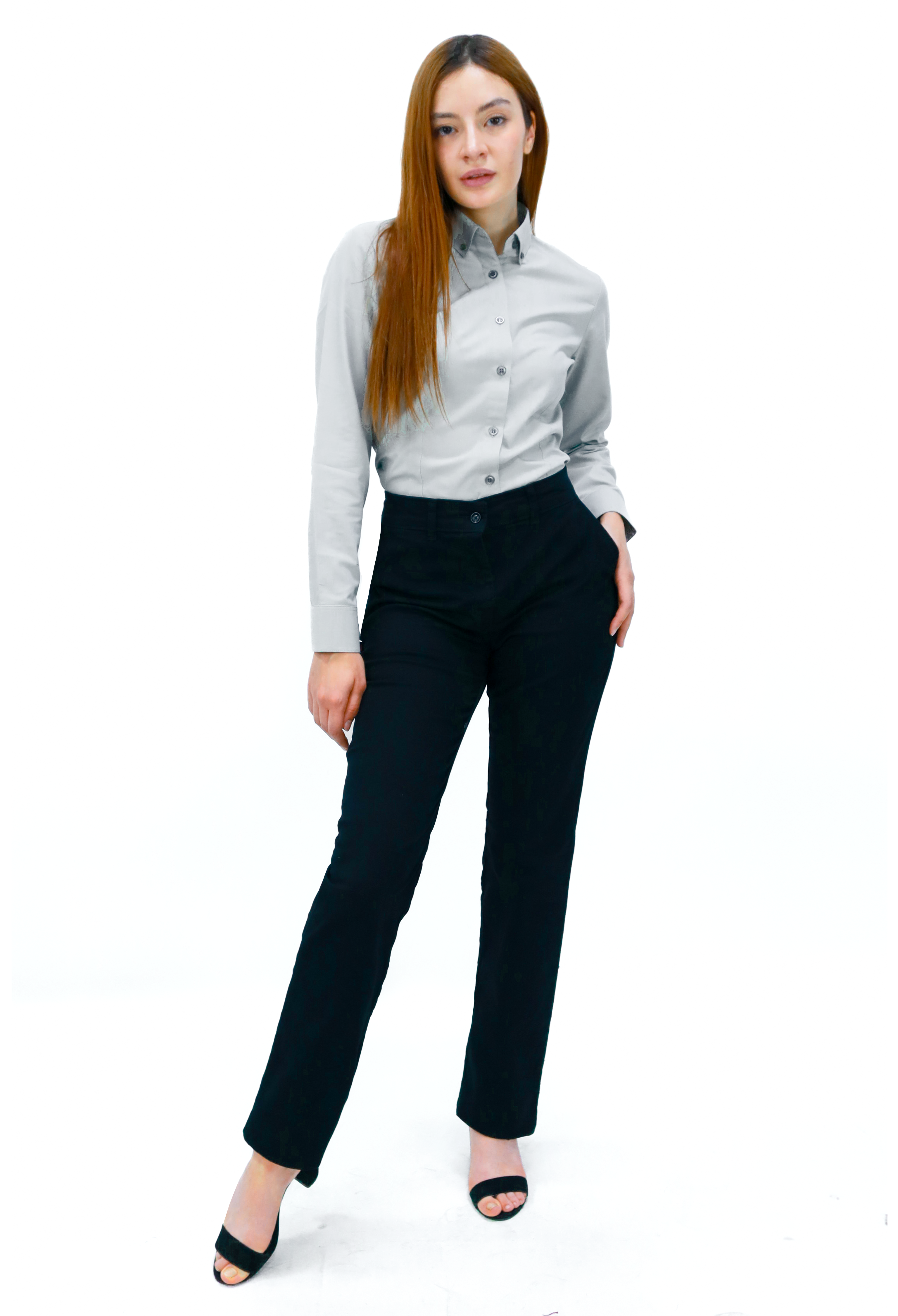CAMISA BÁSICA MANGA LARGA MONCLOVA MUJER #Color_Gris