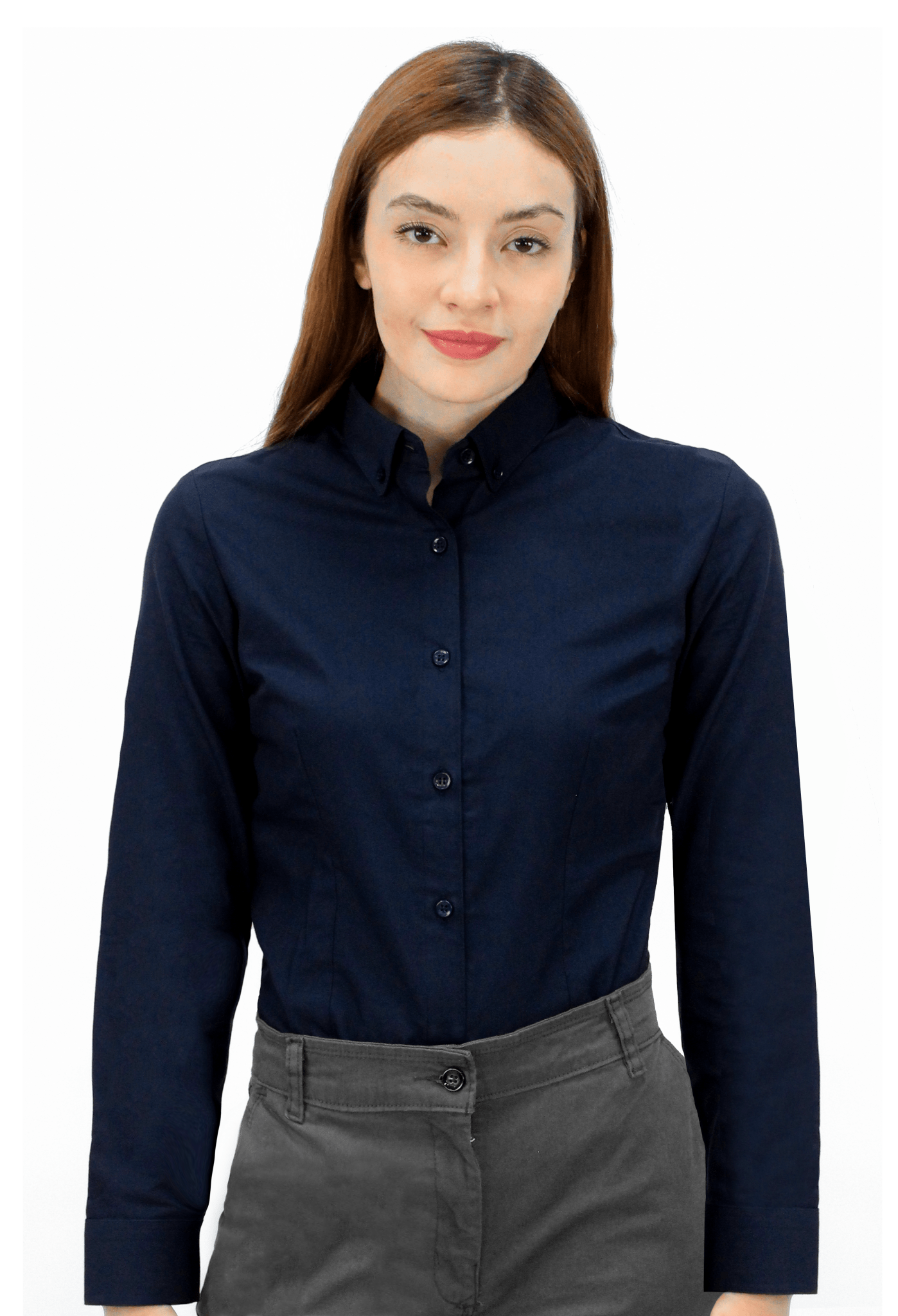 CAMISA BÁSICA MANGA LARGA MONCLOVA MUJER #Color_Azul Marino