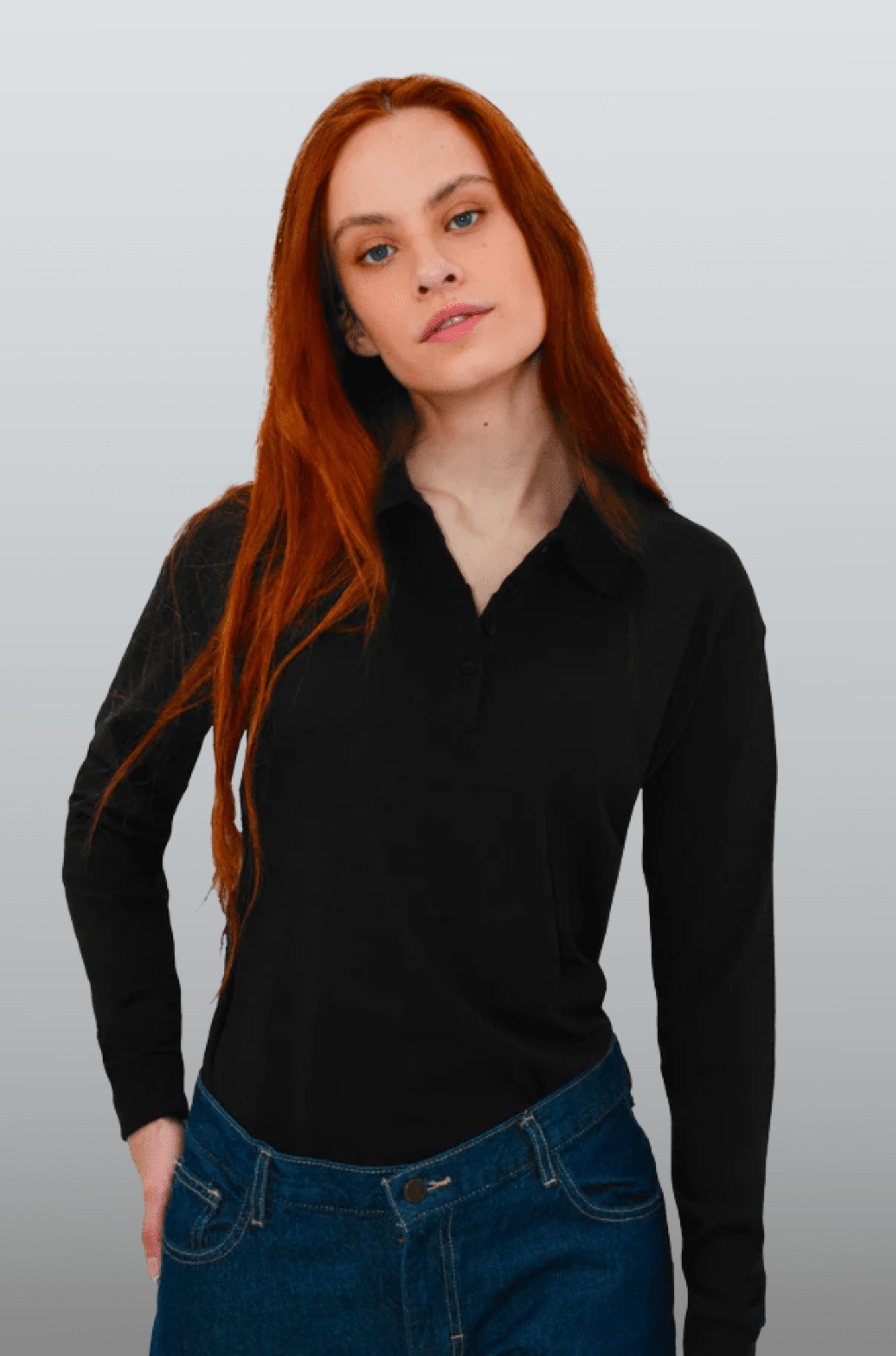 PLAYERA TIPO POLO MANGA LARGA ROMA UNISEX #Color_Negro