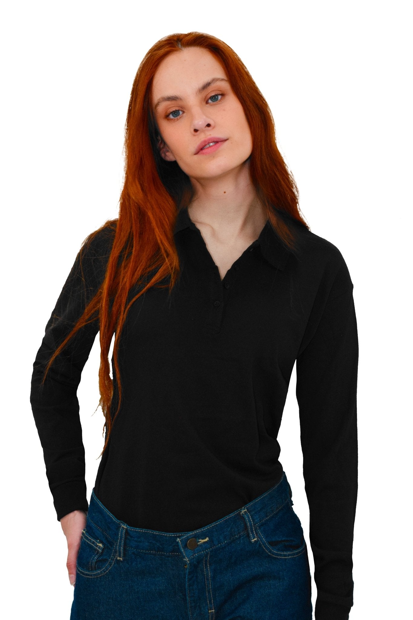 PLAYERA TIPO POLO MANGA LARGA ROMA UNISEX #Color_Negro