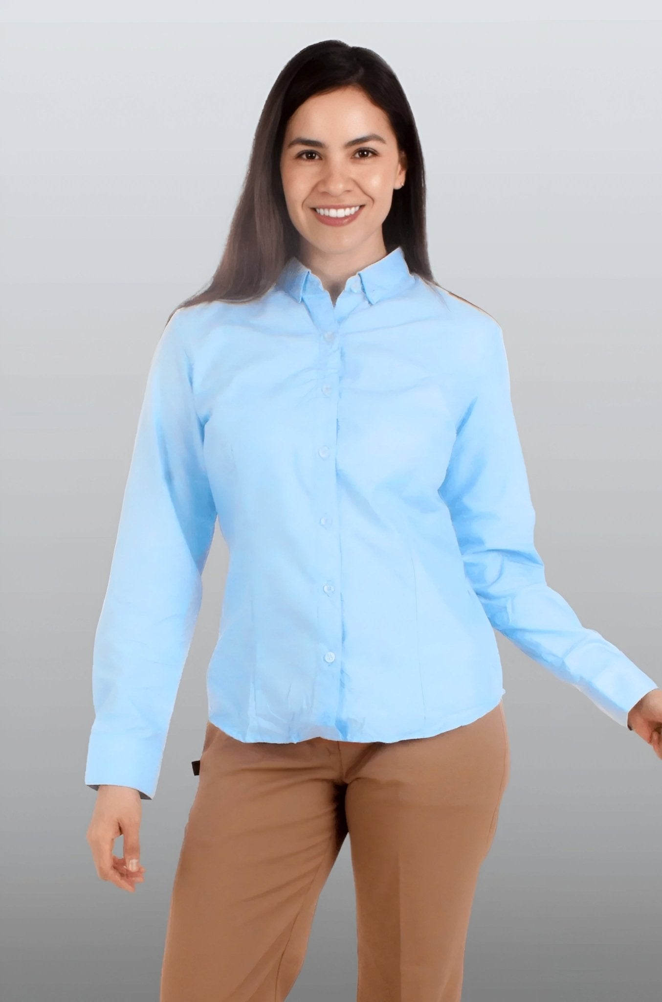 CAMISA BÁSICA MANGA LARGA MONCLOVA MUJER #Color_Azul