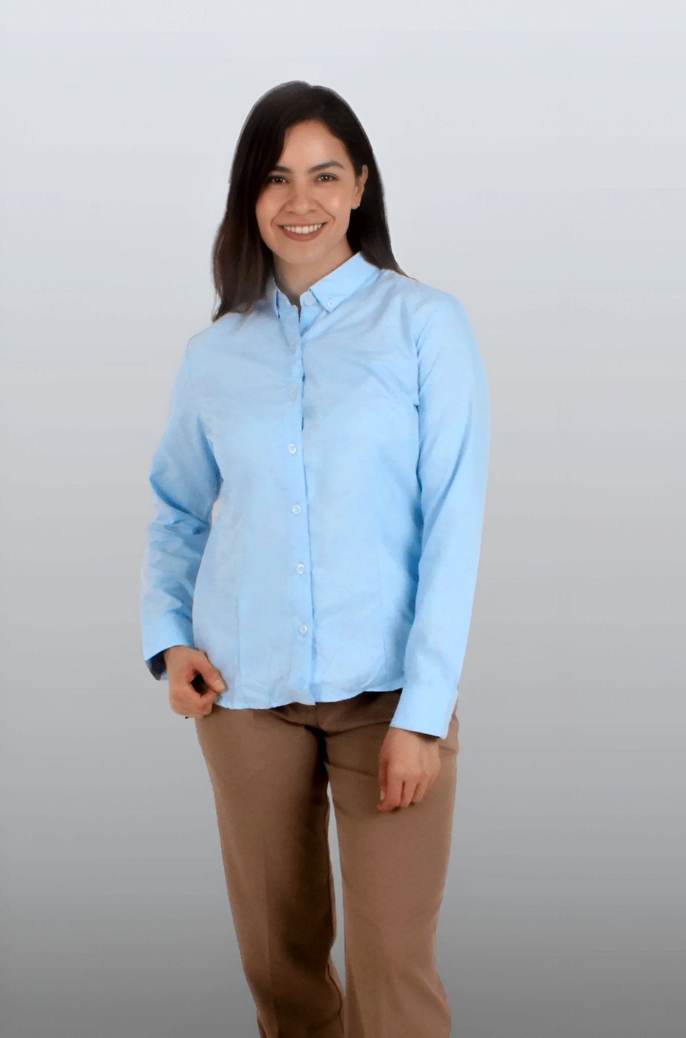 CAMISA BÁSICA MANGA LARGA MONCLOVA MUJER #Color_Azul