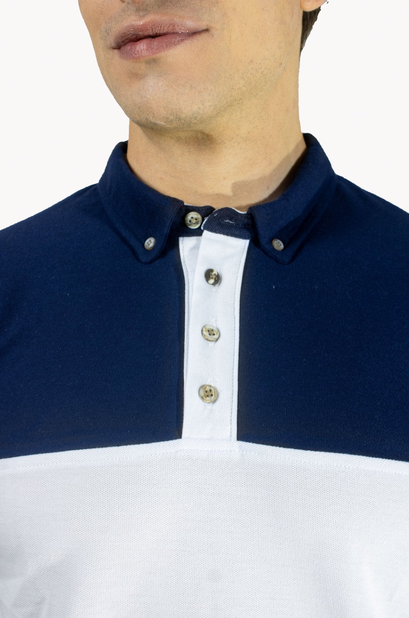 PLAYERA TIPO POLO LISBOA HOMBRE #Color_Blanco / Azul