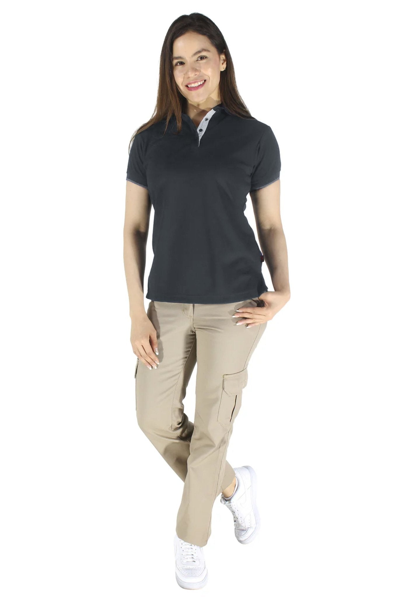PLAYERA TIPO POLO DRY FIT ÁMSTERDAM MUJER #Color_Gris