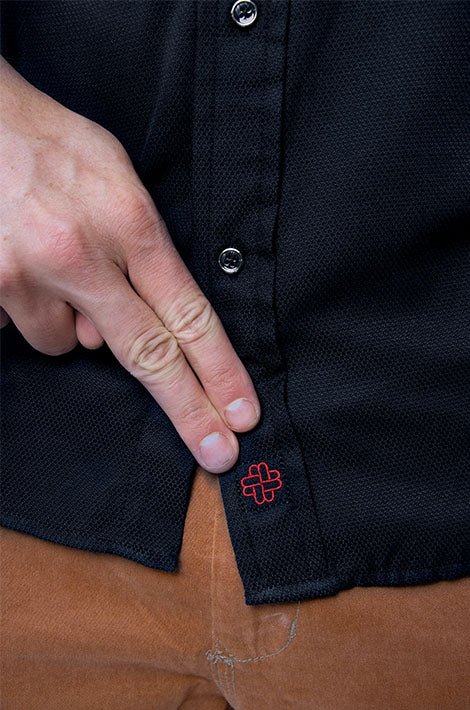 CAMISA SLIM FIT MANGA CORTA DERBY HOMBRE #Color_Negro