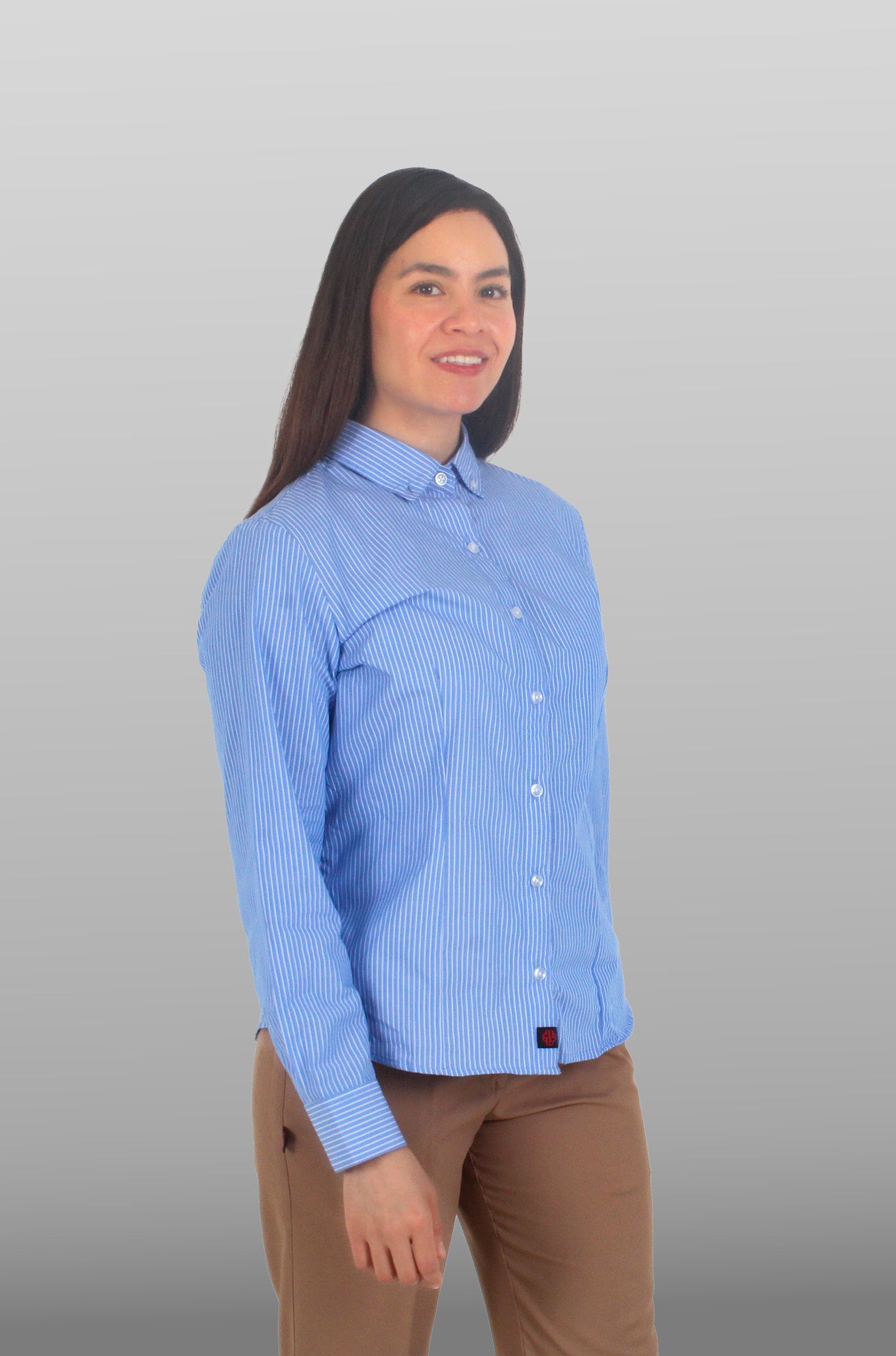 CAMISA FORMAL MANGA LARGA PORTO MUJER #Color_Blanco / Azul