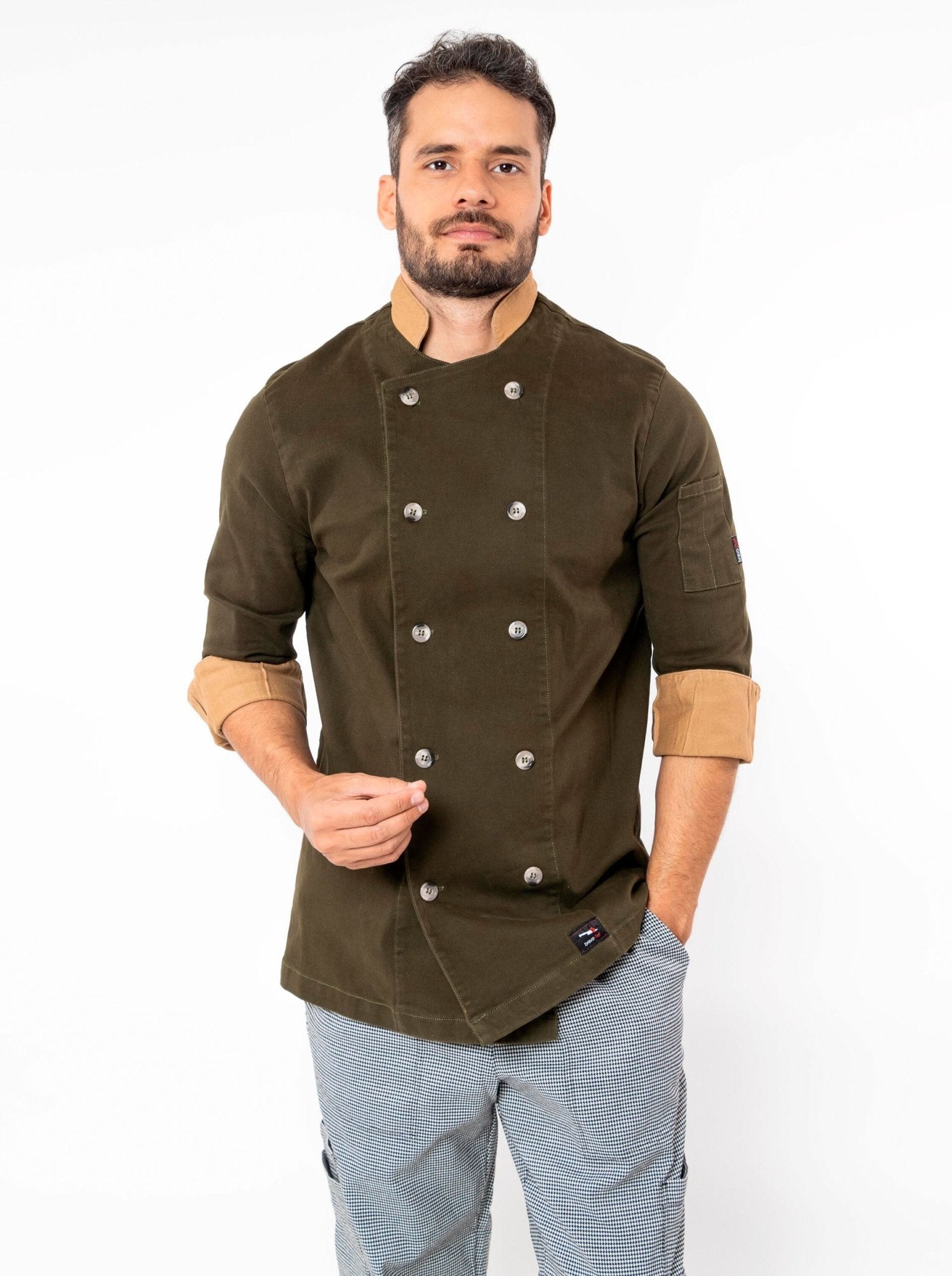 FILIPINA DE CHEF CORTE REGULAR MILÁN HOMBRE #Color_Verde Oliva