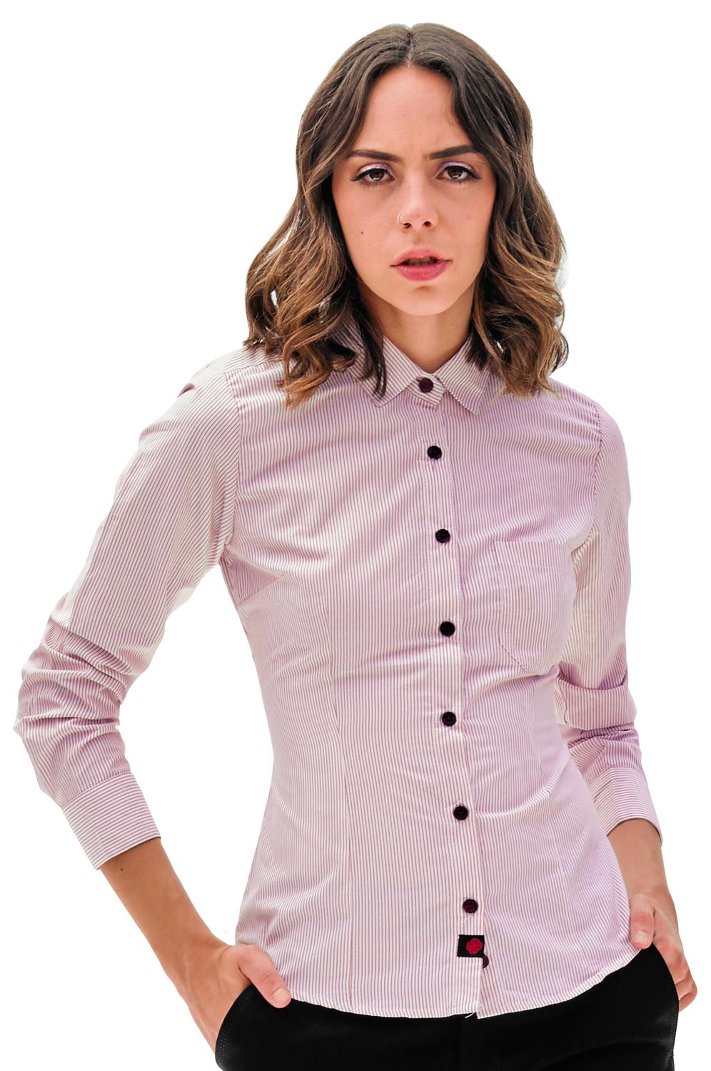 CAMISA FORMAL SLIM FIT MANGA LARGA MÚNICH MUJER #Color_Blanco / Rojo