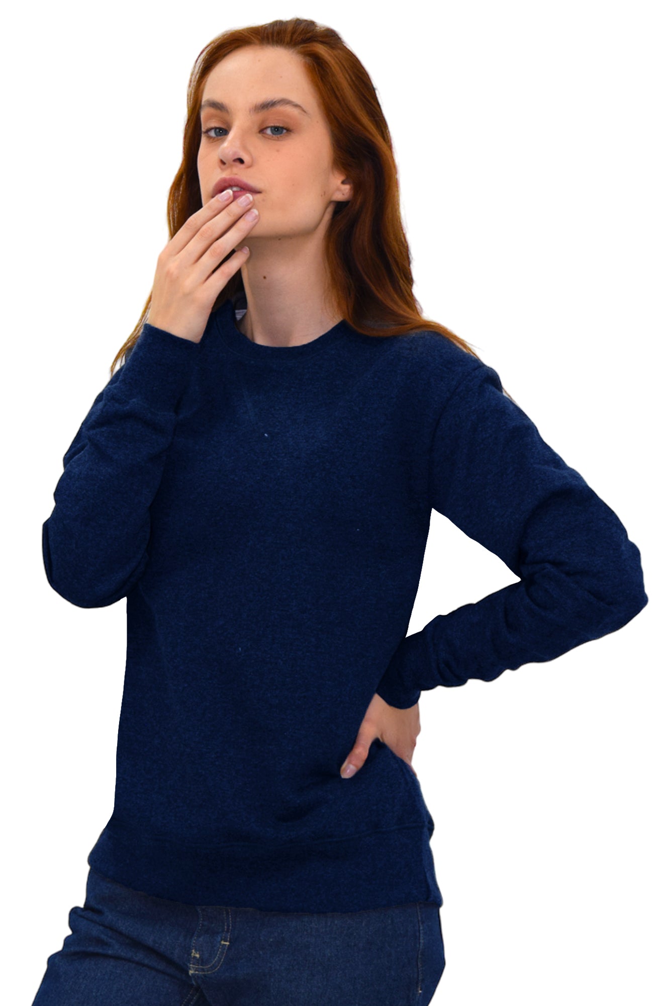 SUDADERA CUELLO REDONDO BRUSELAS MUJER #Color_Azul