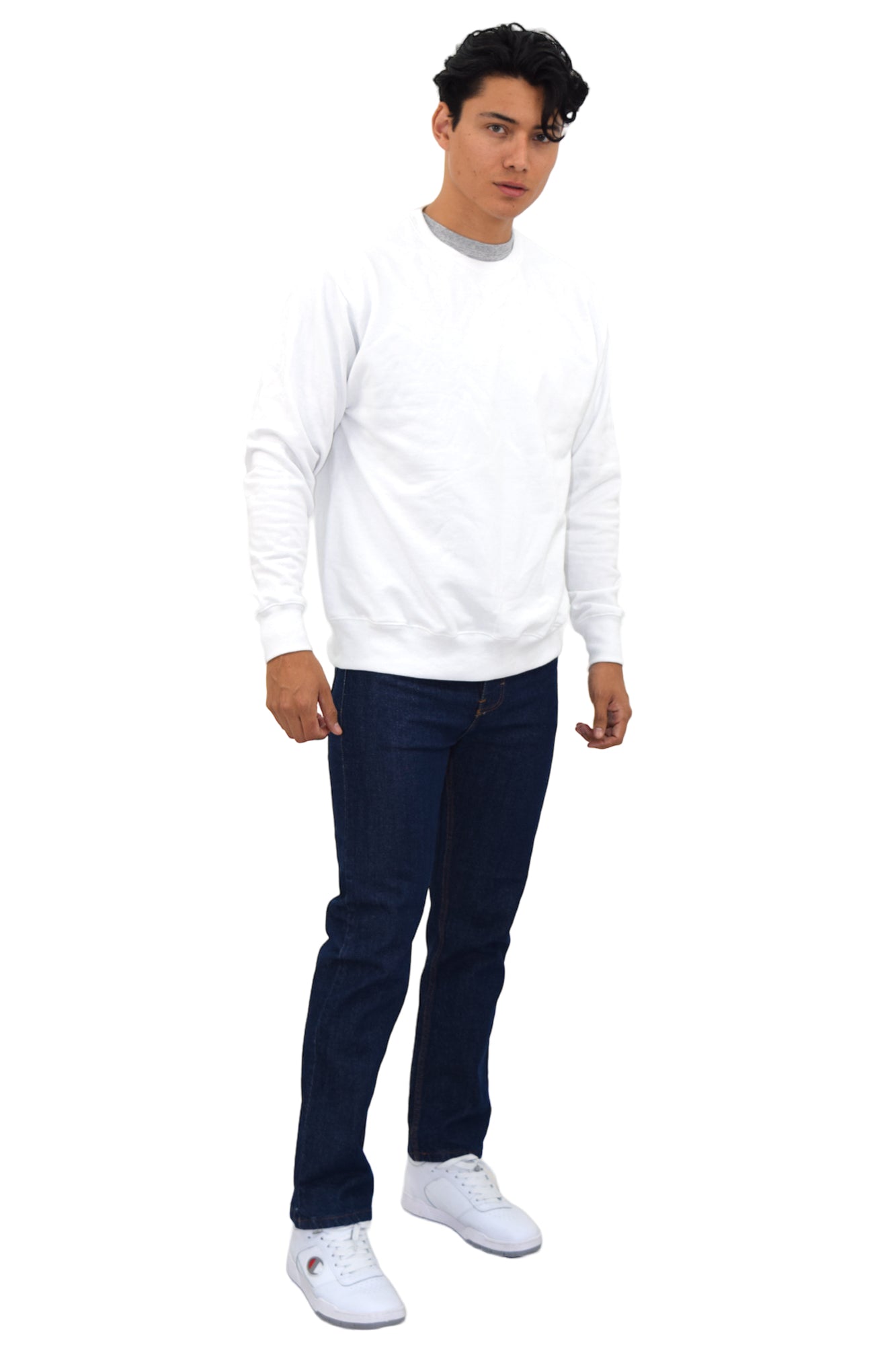 SUDADERA CUELLO REDONDO BRUSELAS UNISEX #Color_Blanco