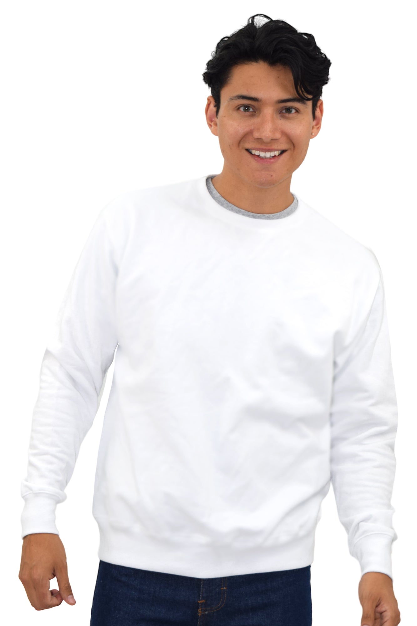 SUDADERA CUELLO REDONDO BRUSELAS UNISEX #Color_Blanco