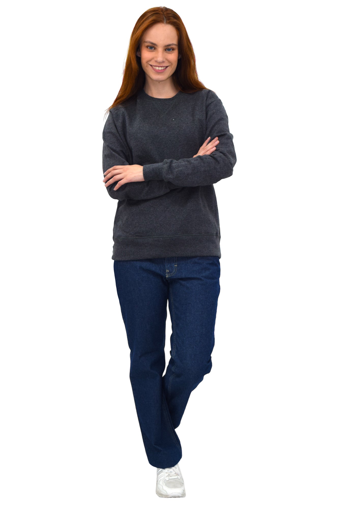 SUDADERA CUELLO REDONDO BRUSELAS MUJER #Color_Gris Oxford